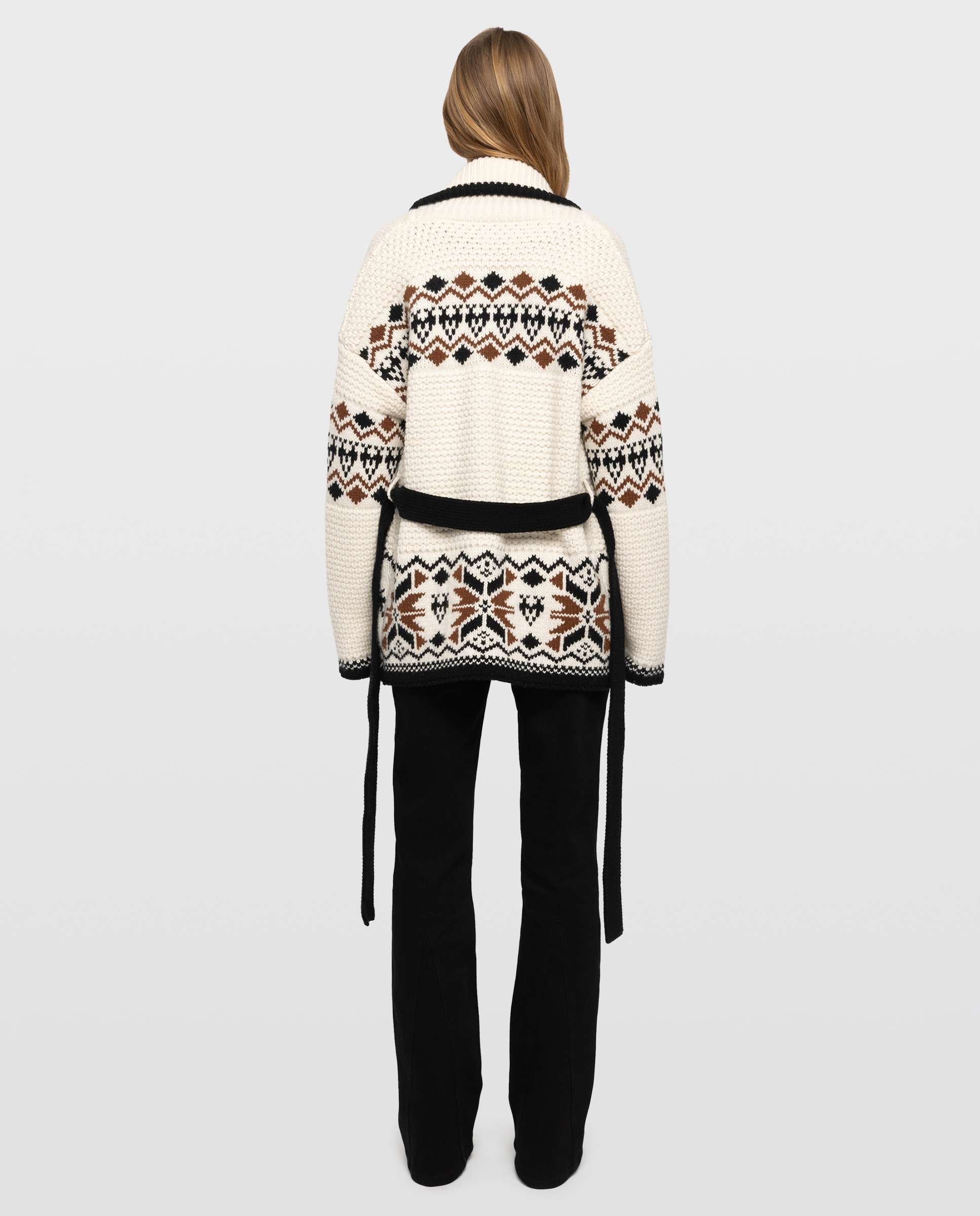 Cárdigan de punto de mujer con cuello chal y cinturón - Zadig & Voltaire - Beige Beige-2