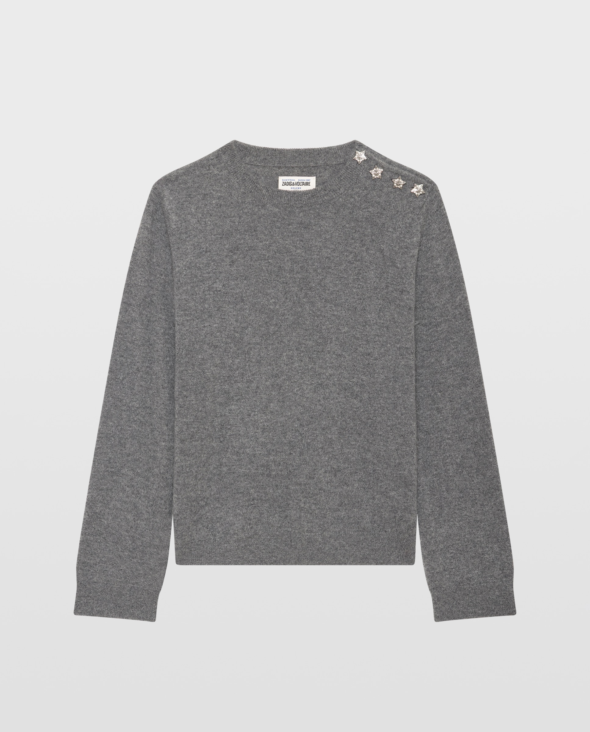 Jersey de mujer 100% cachemira de manga larga con cuello alto - Zadig & Voltaire - Gris Gris-5