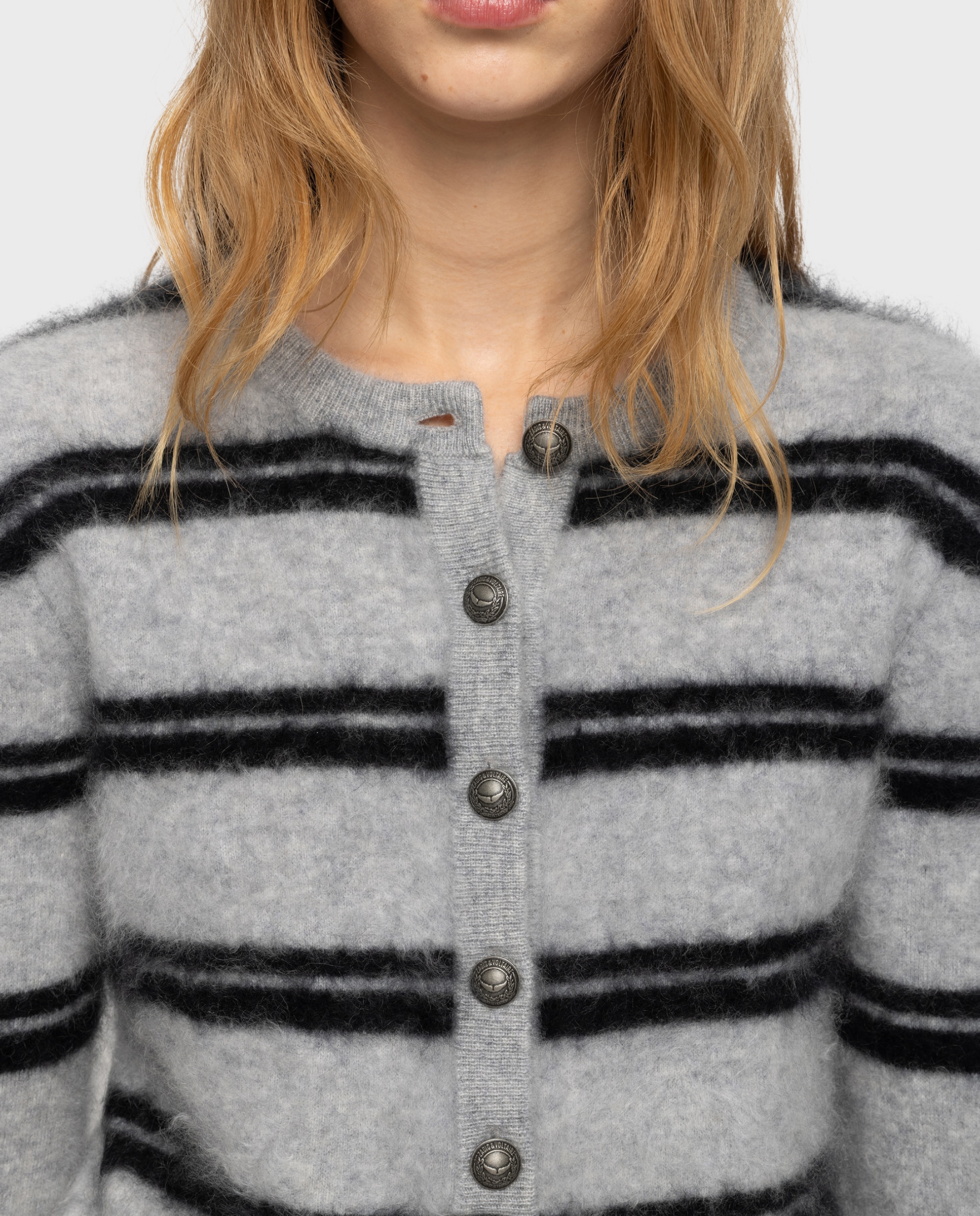 Imagen 4 de Cárdigan de mujer 100% cachemira cepillada abotonado - Zadig & Voltaire - Gris claro Gris claro