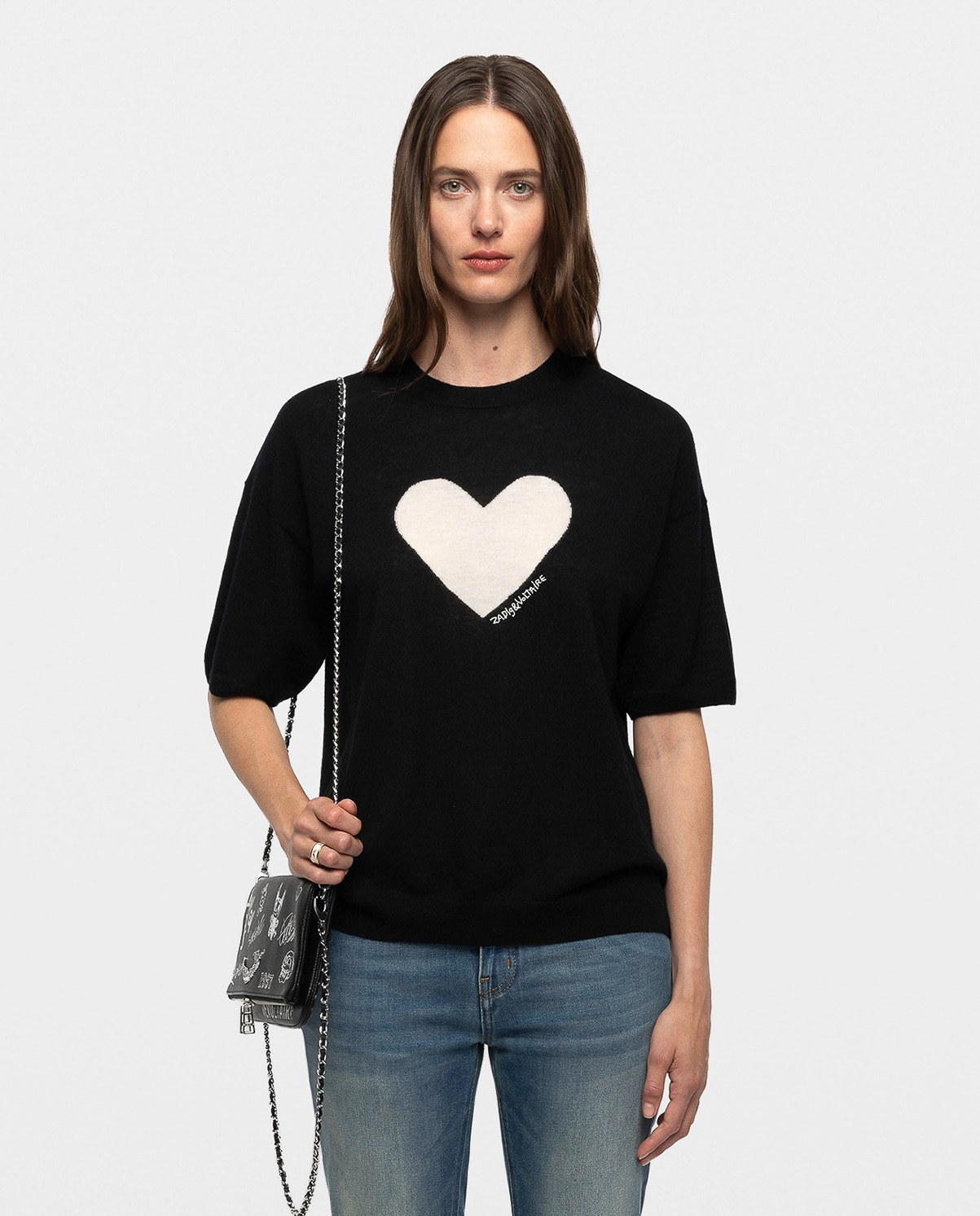 Jersey de mujer 100% cachemira de mangas cortas y cuello redondo - Zadig & Voltaire - Negro Negro-1