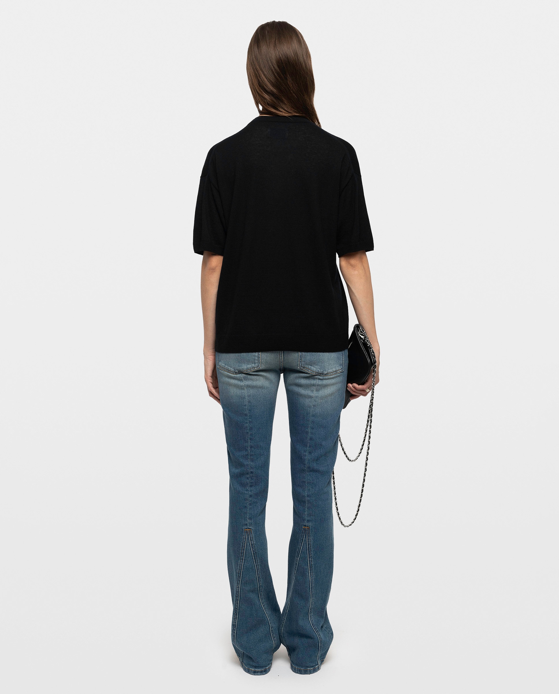 Jersey de mujer 100% cachemira de mangas cortas y cuello redondo - Zadig & Voltaire - Negro Negro-2