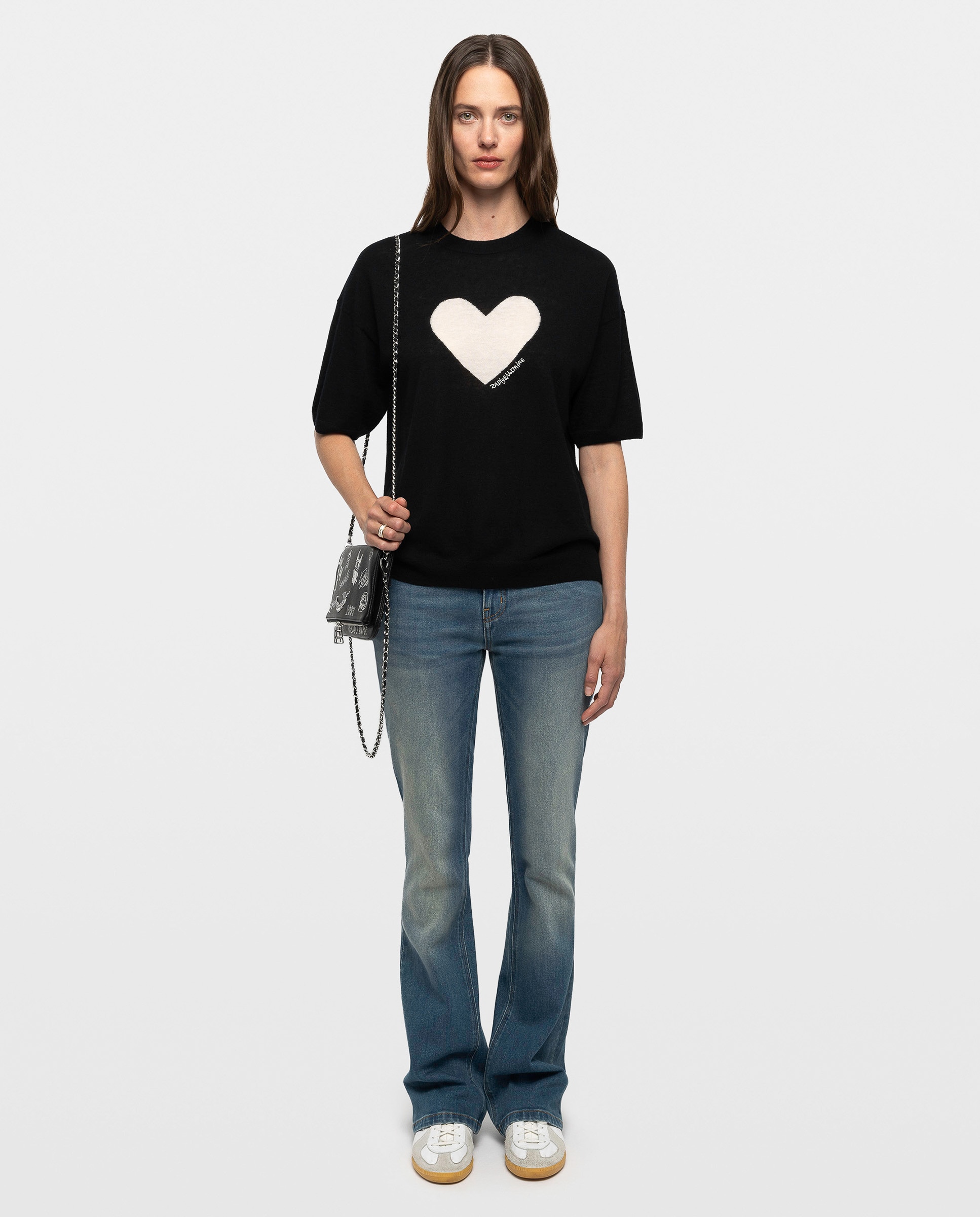 Jersey de mujer 100% cachemira de mangas cortas y cuello redondo - Zadig & Voltaire - Negro Negro-3