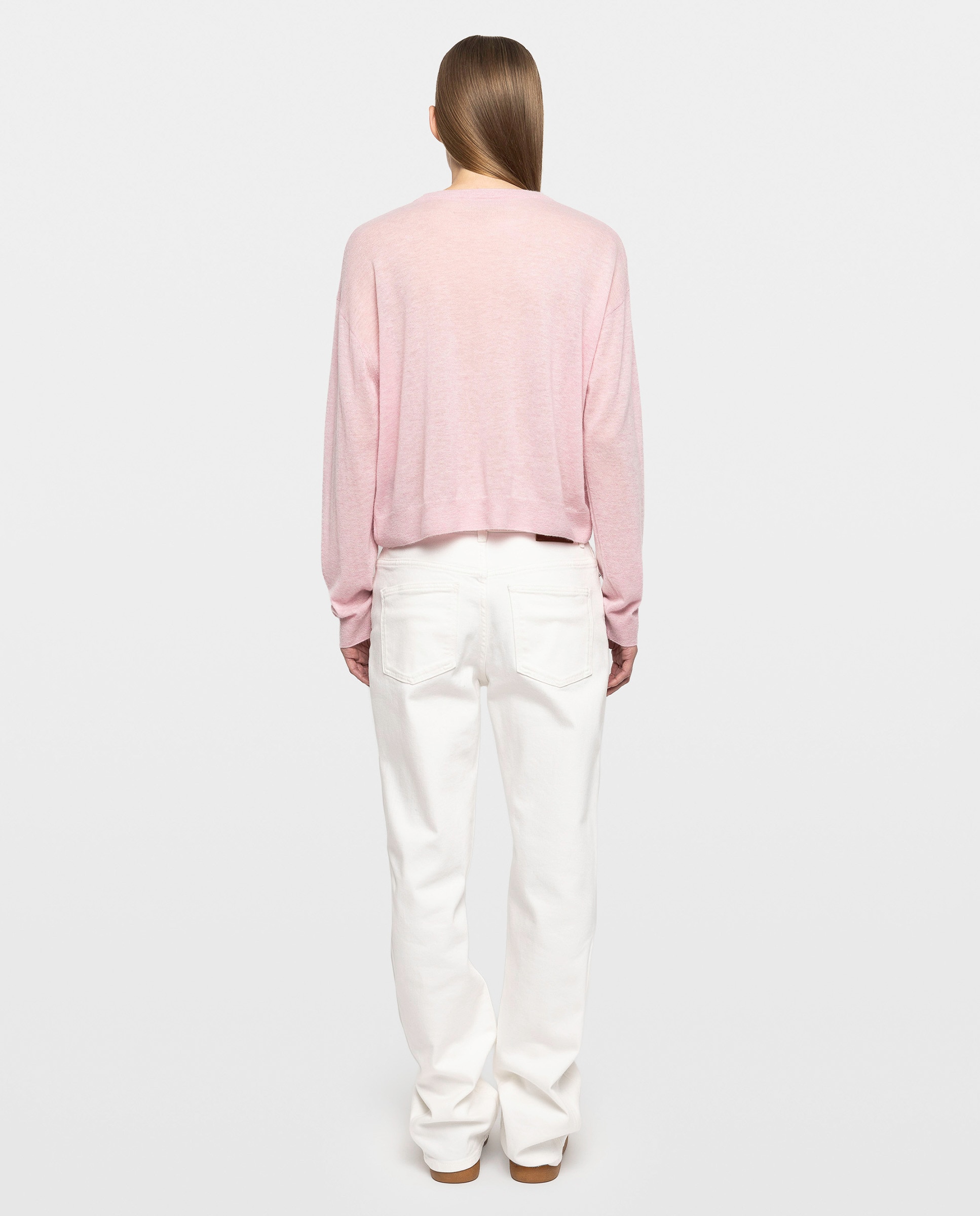 Jersey de mujer 100% cachemira con cuello redondo y mangas largas - Zadig & Voltaire - Rosa pastel Rosa pastel-2