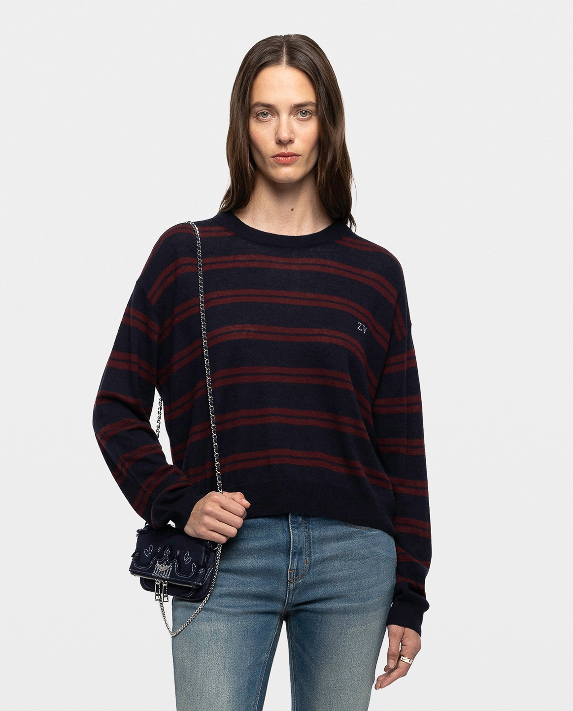 Jersey de mujer 100% cachemira con manga corta - Zadig & Voltaire - Azul marino Azul marino-1