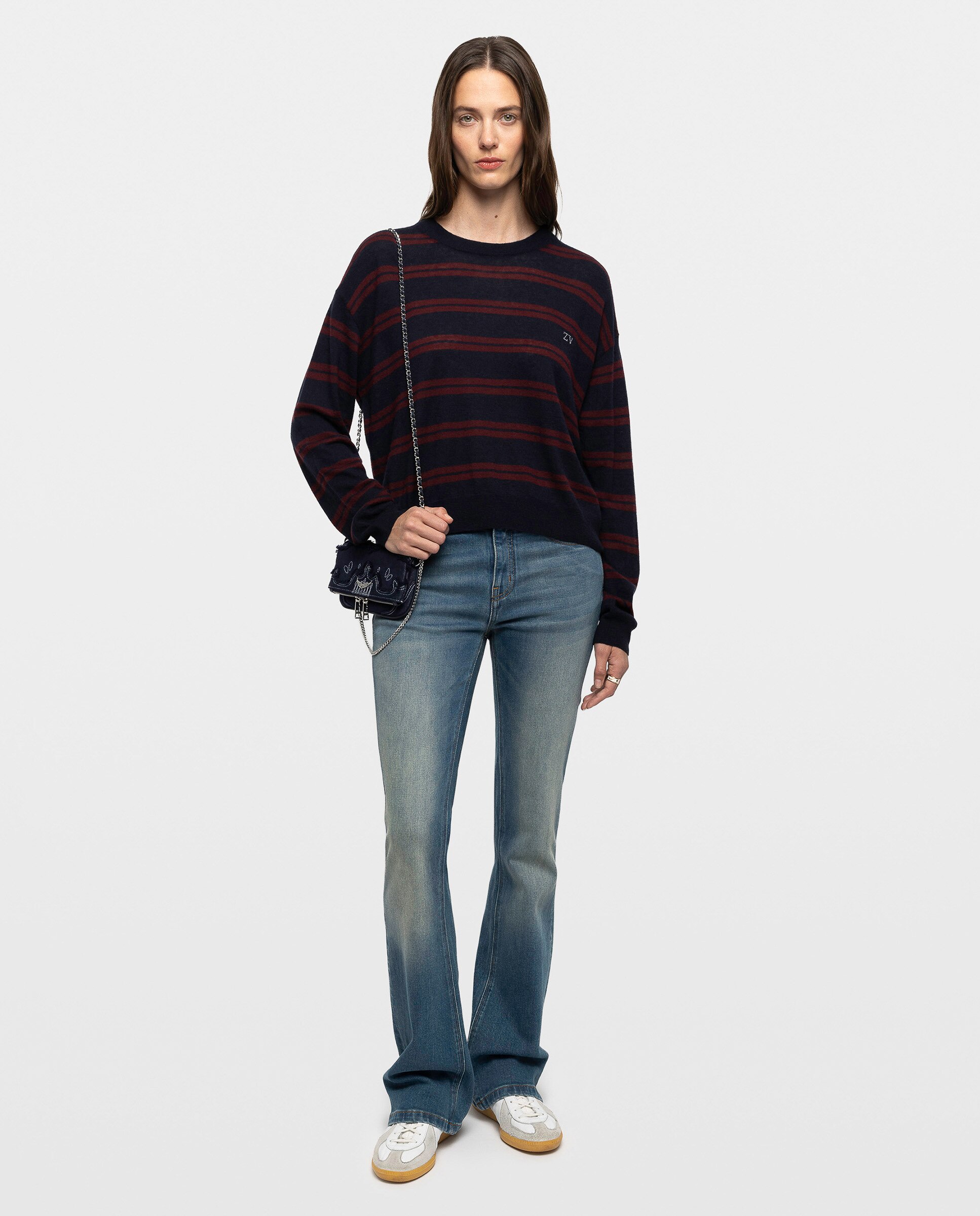 Jersey de mujer 100% cachemira con manga corta - Zadig & Voltaire - Azul marino Azul marino-3