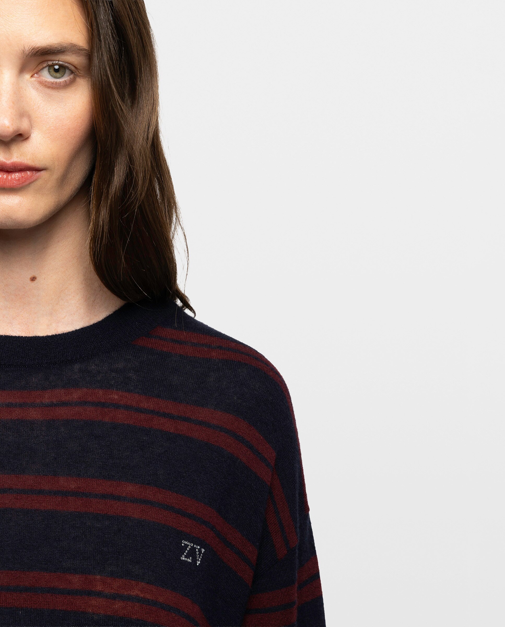 Jersey de mujer 100% cachemira con manga corta - Zadig & Voltaire - Azul marino Azul marino-4