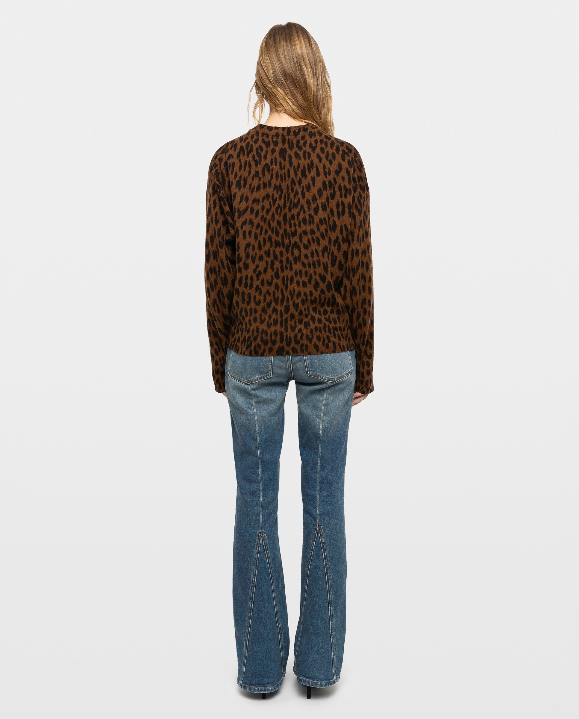 Jersey de mujer de cuello redondo con mangas largas y estampado de leopardo - Zadig & Voltaire - Marrón oscuro Marrón oscuro-2