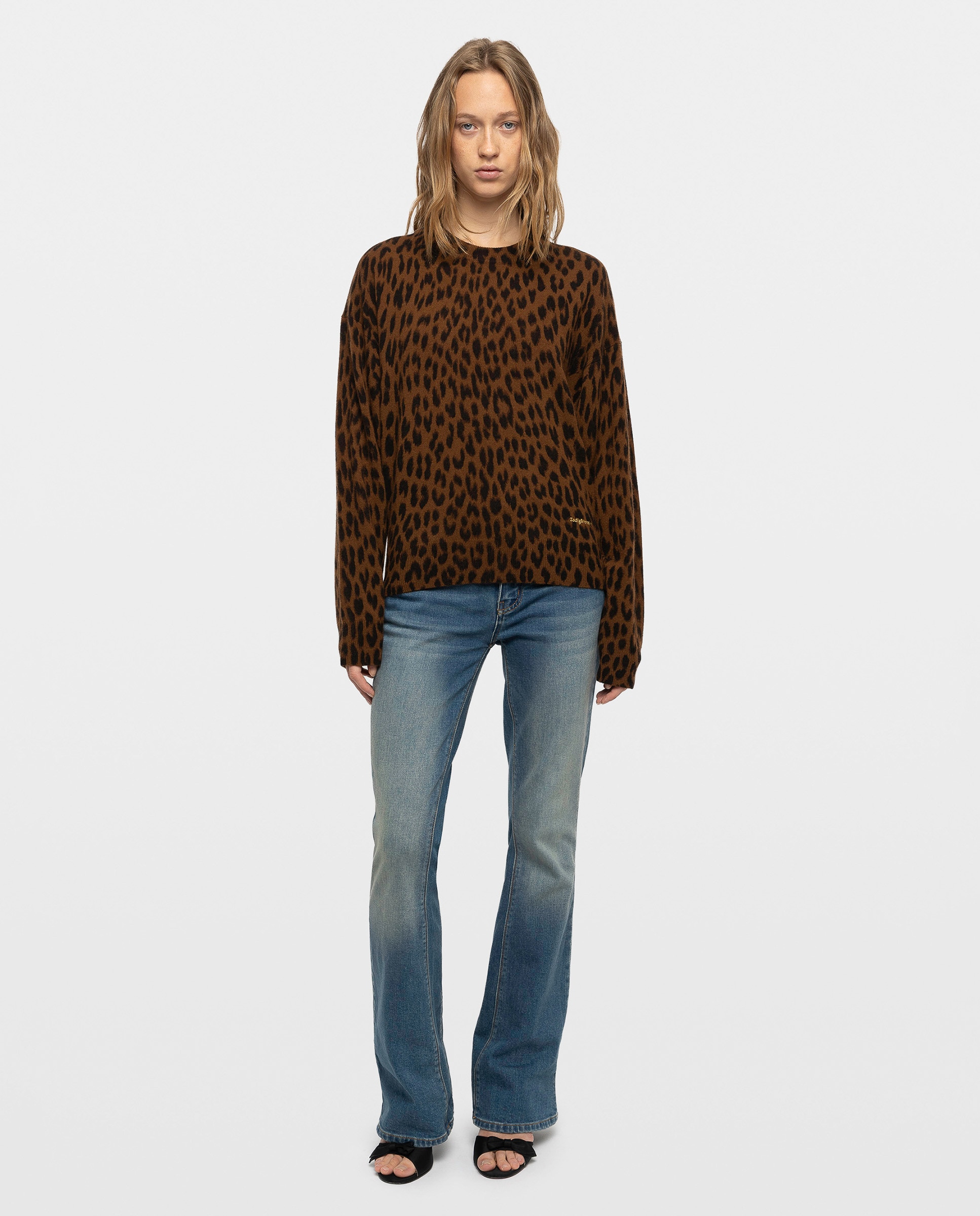Jersey de mujer de cuello redondo con mangas largas y estampado de leopardo - Zadig & Voltaire - Marrón oscuro Marrón oscuro-3