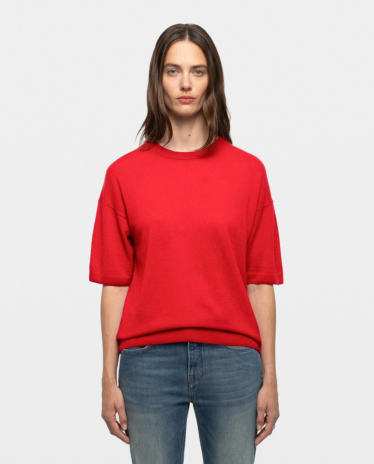Jersey de mujer 100% cachemira con mangas cortas - Zadig & Voltaire - Rojo Rojo-1