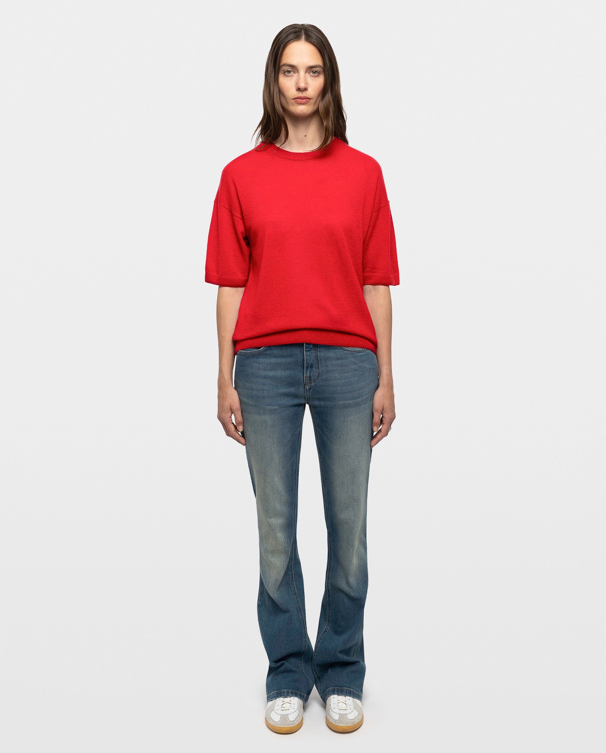 Jersey de mujer 100% cachemira con mangas cortas - Zadig & Voltaire - Rojo Rojo-3