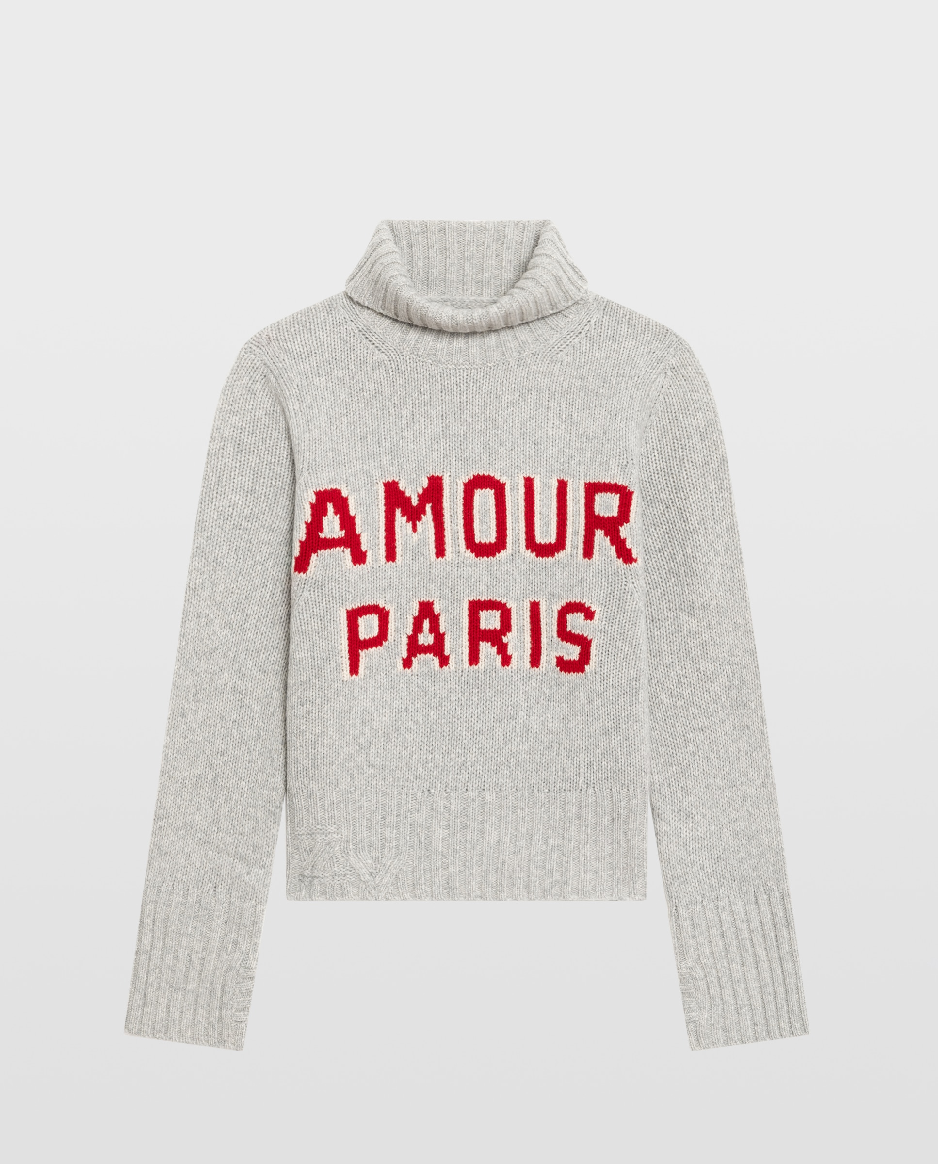 Jersey de mujer 100% lana merino con cuello alto, mangas largas y personalización - Zadig & Voltaire - Gris claro Gris claro-4