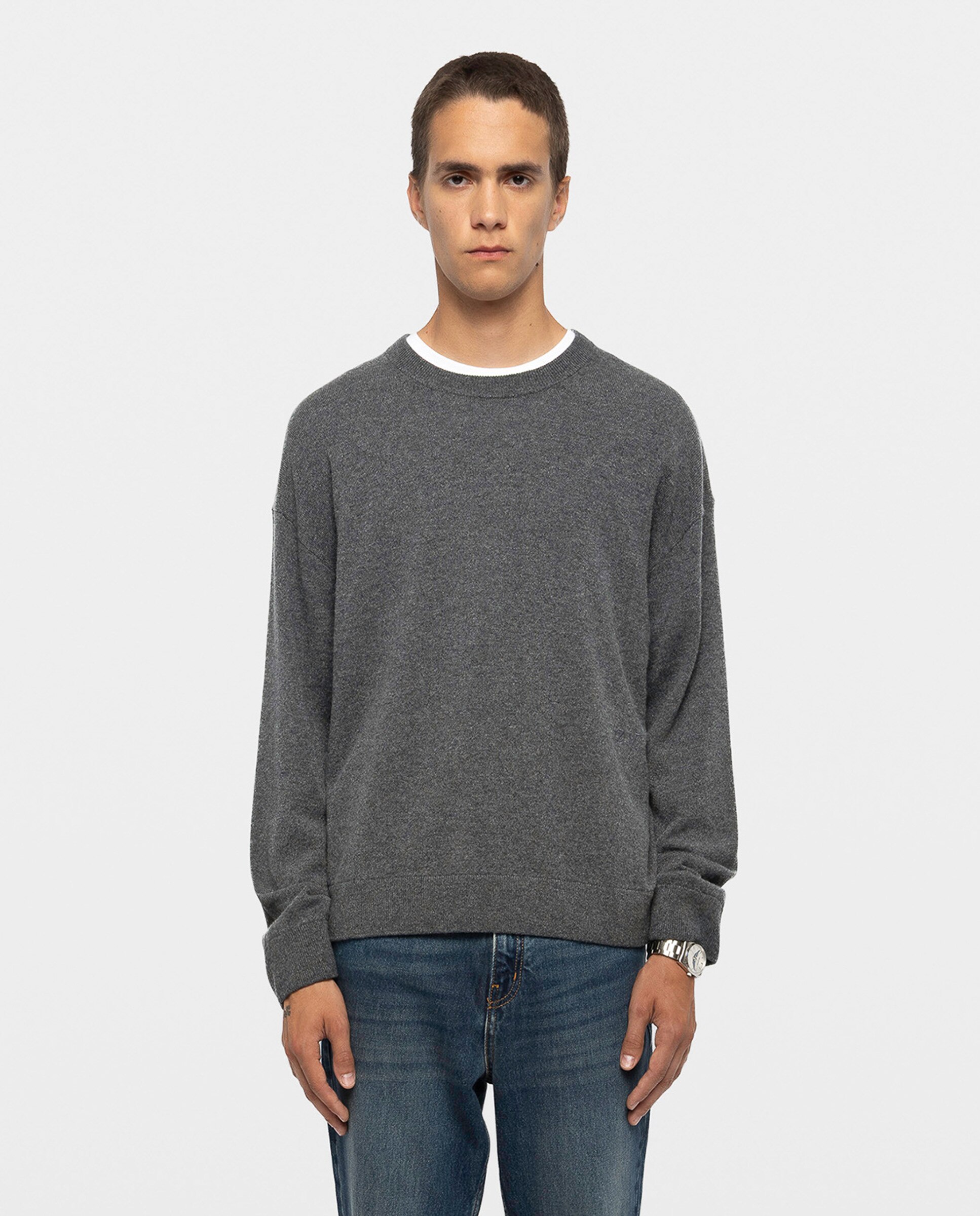Imagen 0 de Jersey de hombre de cuello redondo y manga larga Gris