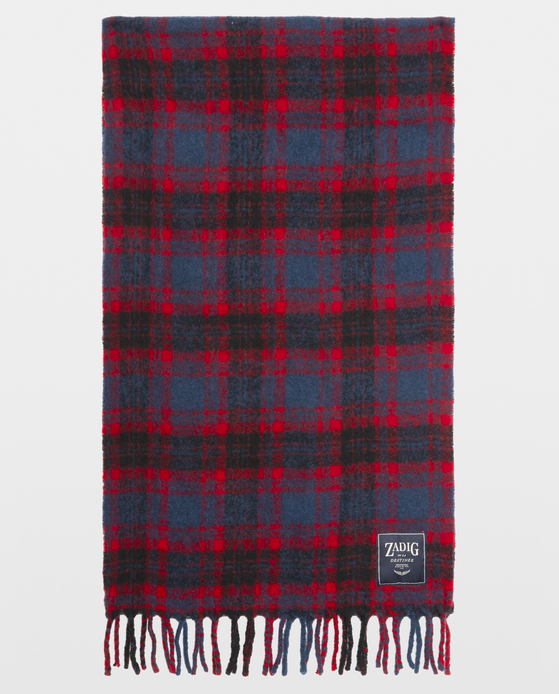 Bufanda de mujer de lana oversized de tartán con flecos - Zadig & Voltaire - Rojo Rojo-1