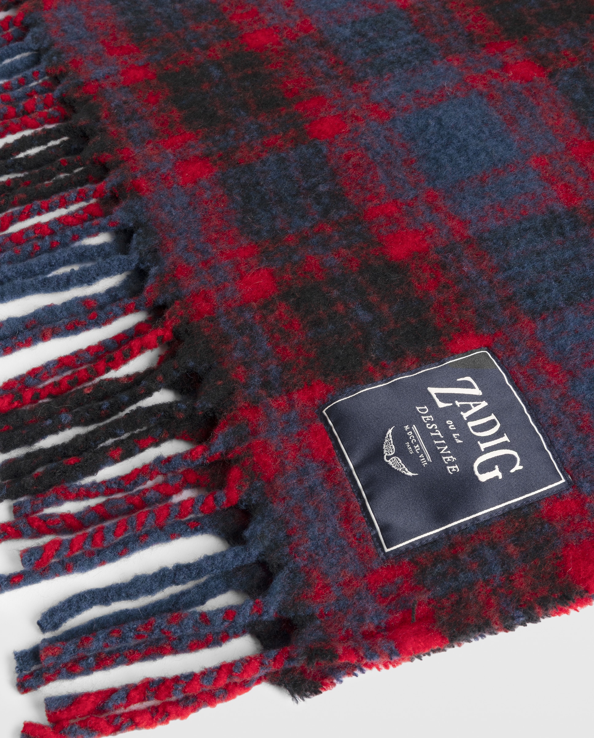 Bufanda de mujer de lana oversized de tartán con flecos - Zadig & Voltaire - Rojo Rojo-3