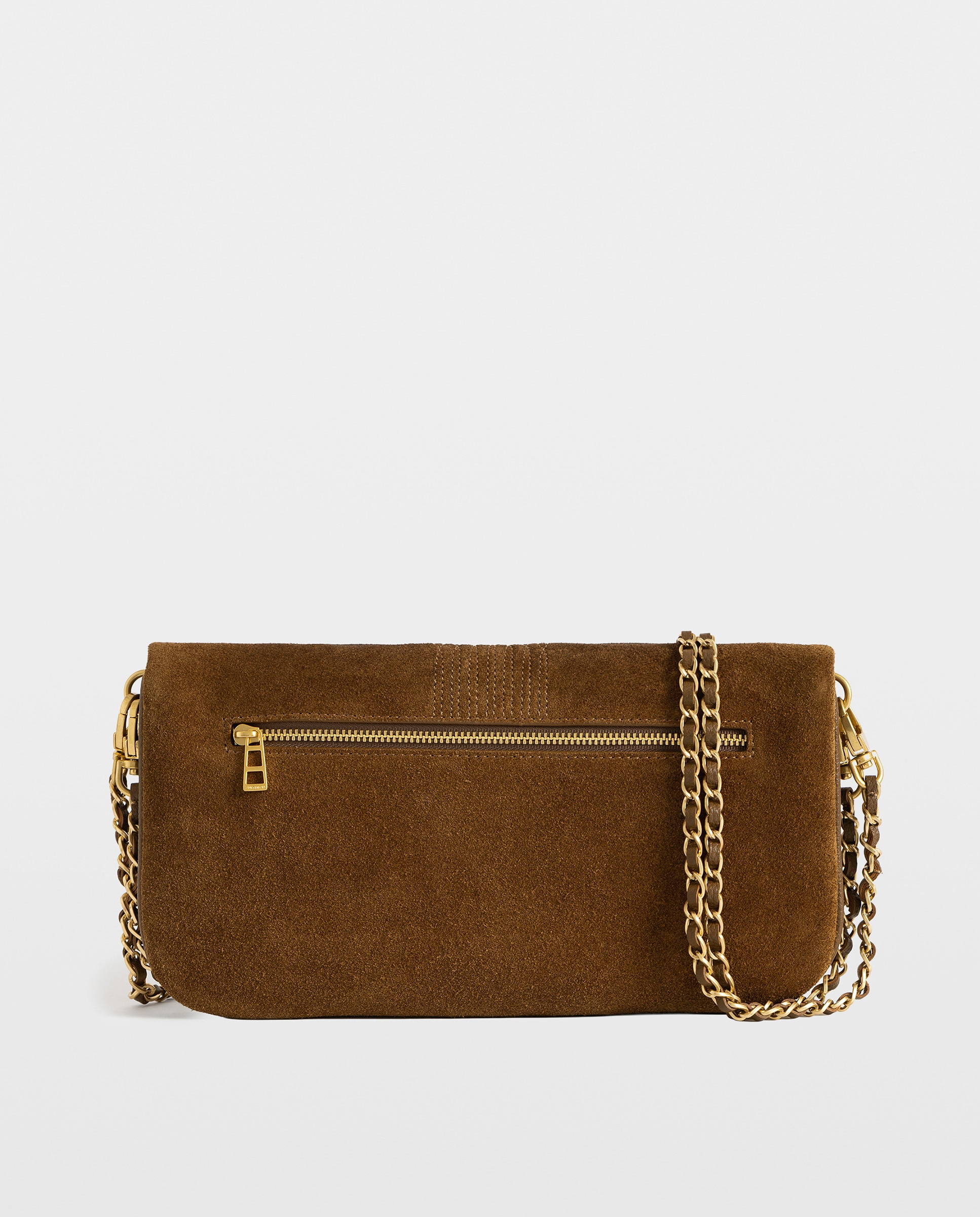 Bolso de mano rock western de ante desgastado con alas strass y doble cadena - Zadig & Voltaire - Marrón claro Marrón claro-4