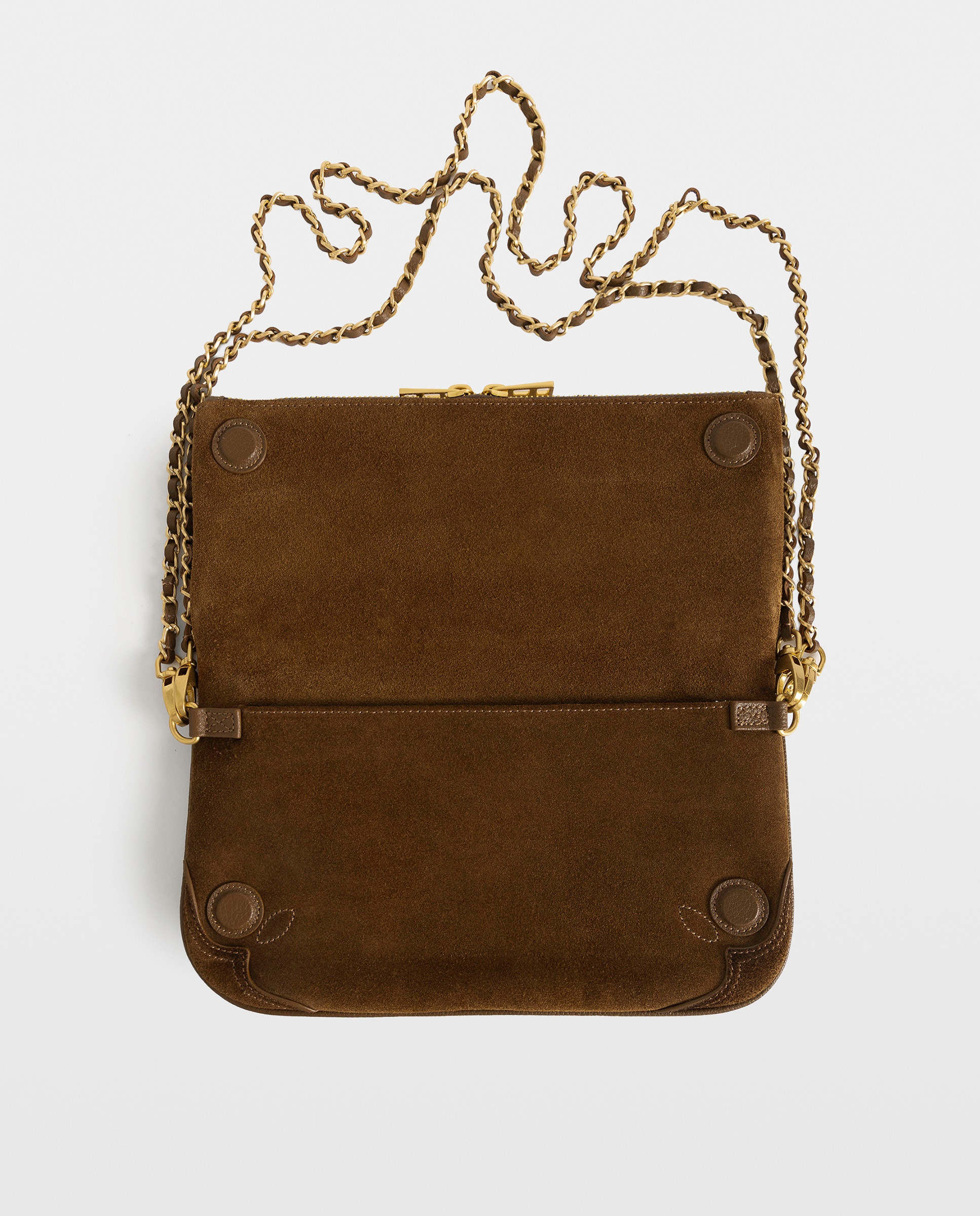 Bolso de mano rock western de ante desgastado con alas strass y doble cadena - Zadig & Voltaire - Marrón claro Marrón claro-5