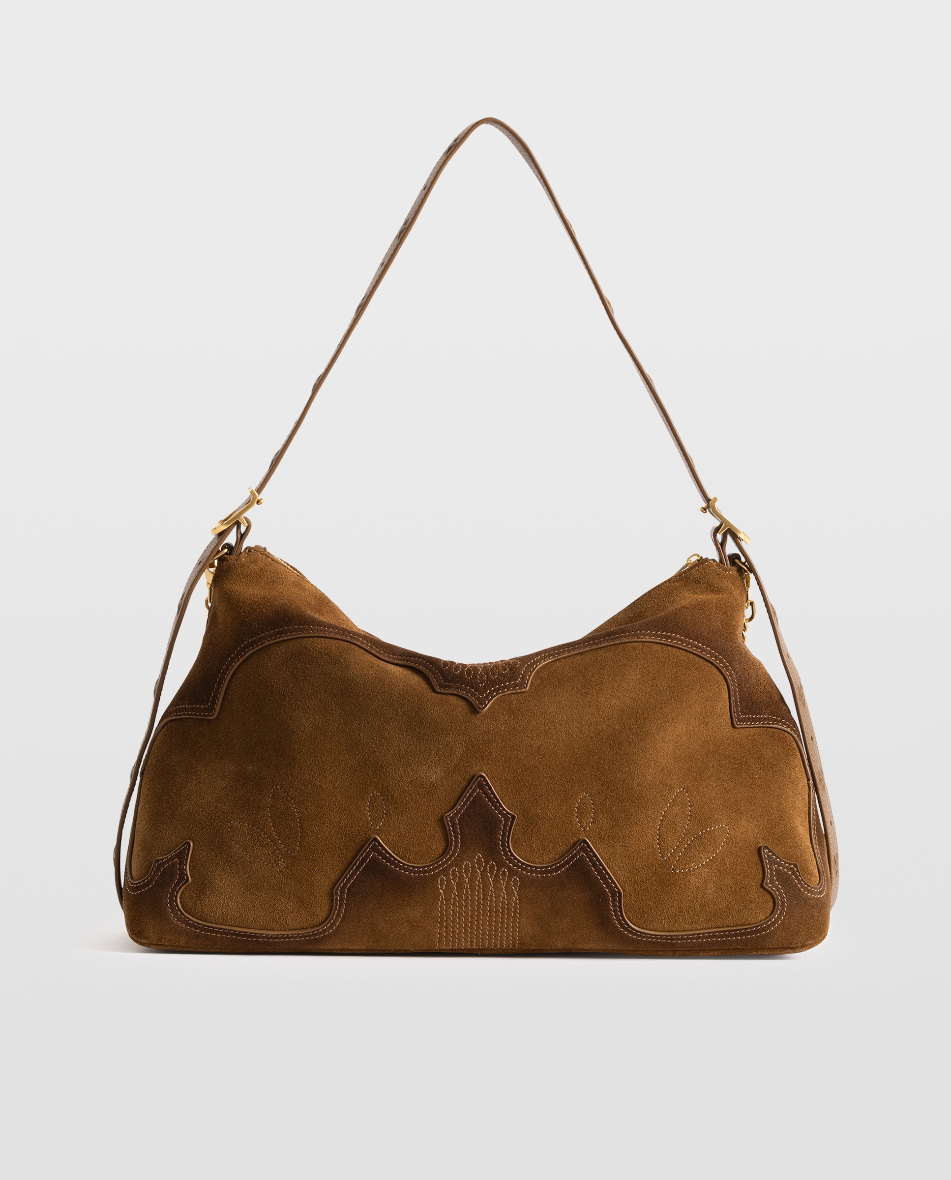 Bolso de hombro western de ante con efecto envejecido y cadena - Zadig & Voltaire - Marrón claro Marrón claro-4