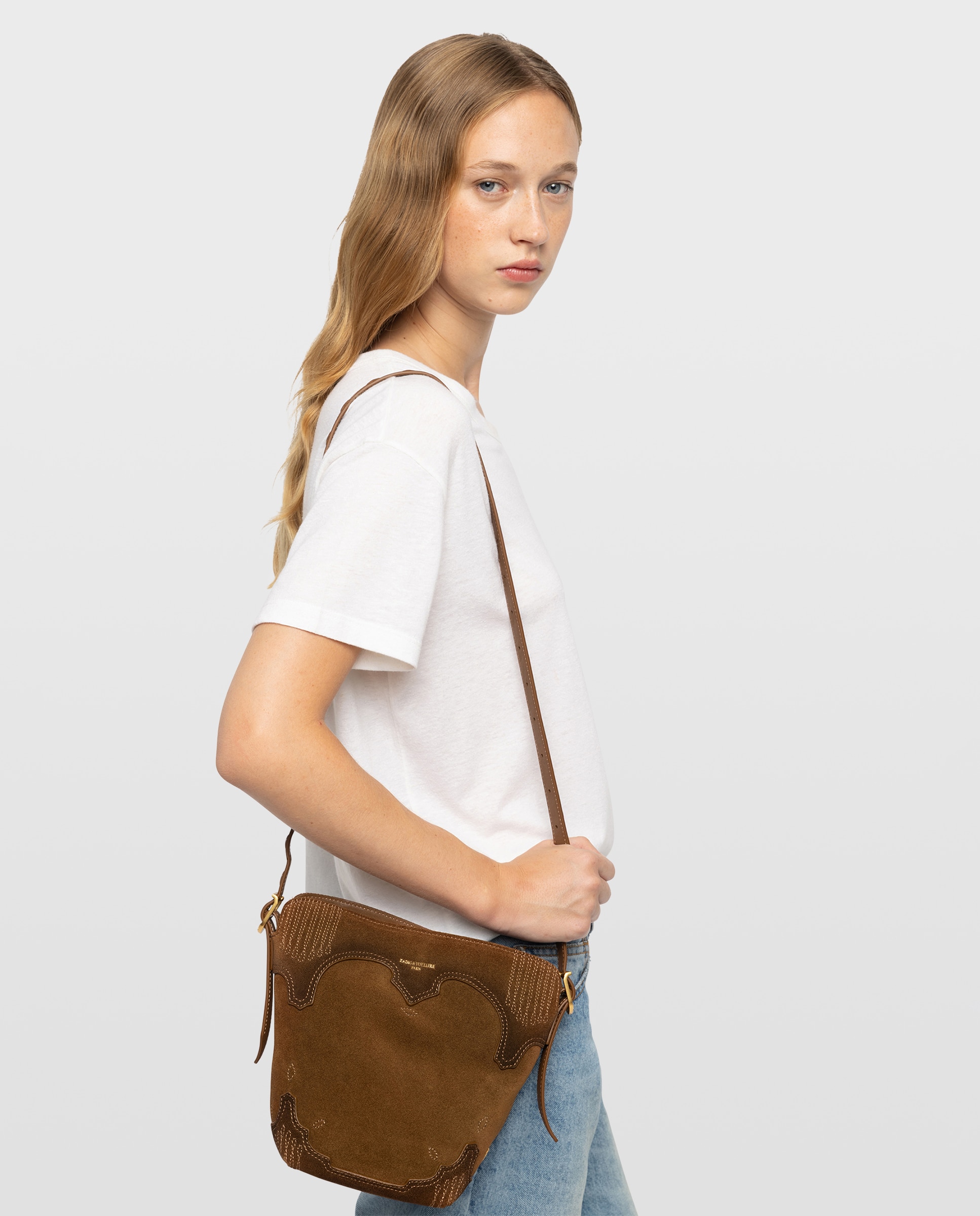 Bolso de hombro baby jane western de ante con efecto envejecido - Zadig & Voltaire - Marrón claro Marrón claro-2
