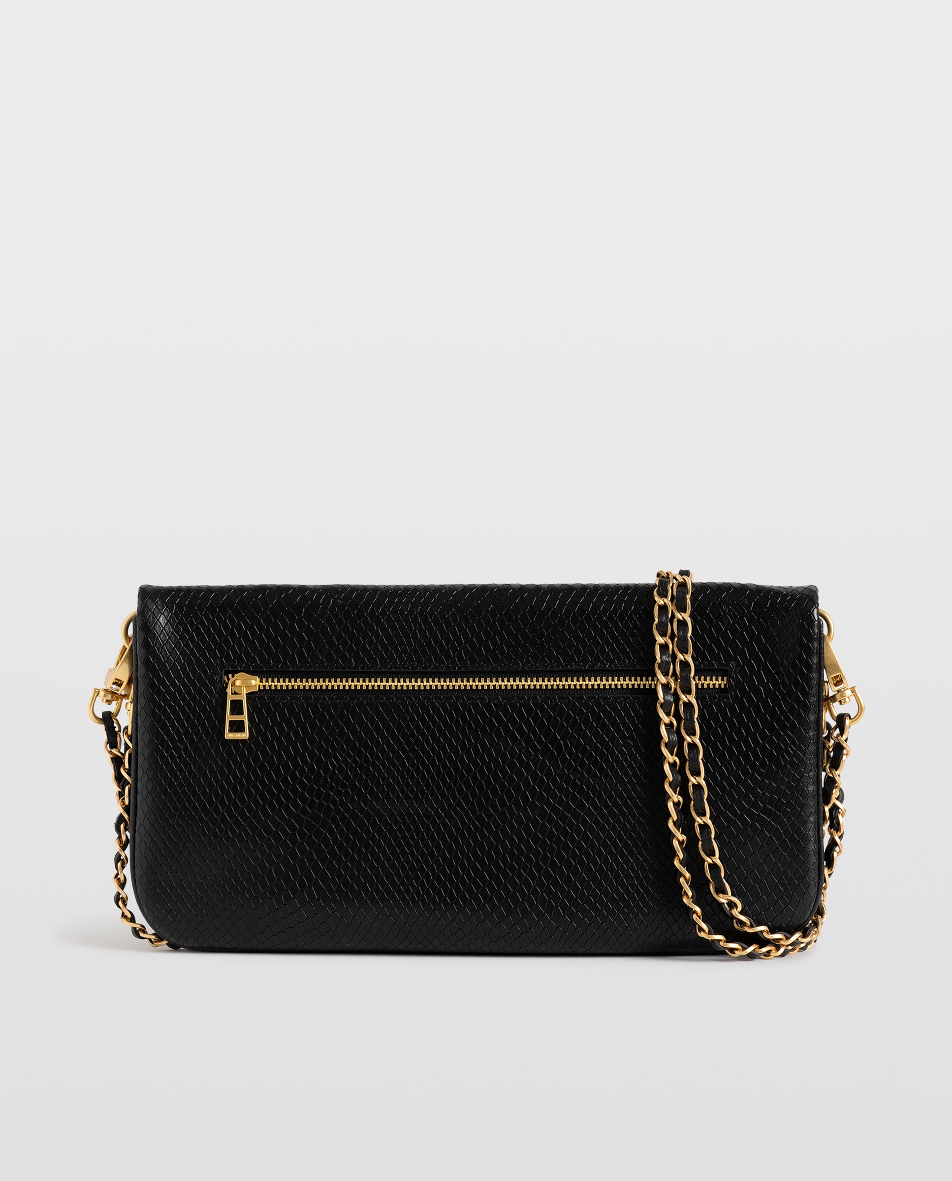Bolso de mano efecto pitón de piel con doble cadena entrelazada - Zadig & Voltaire - Negro Negro-3