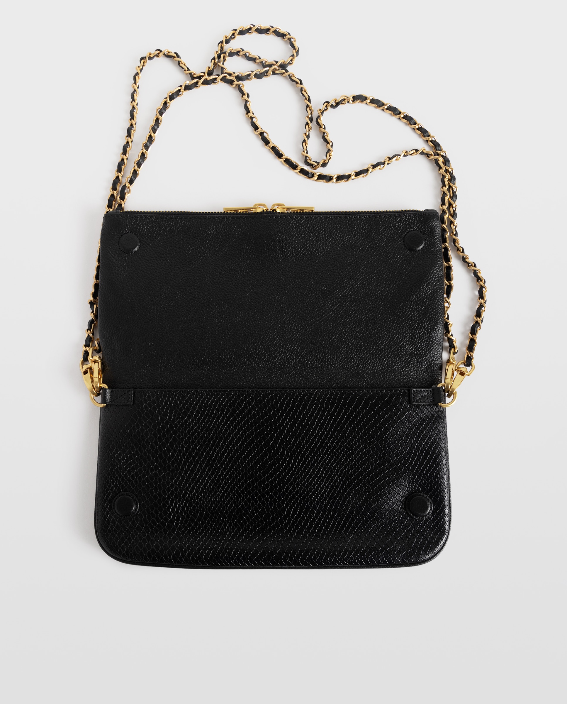 Bolso de mano efecto pitón de piel con doble cadena entrelazada - Zadig & Voltaire - Negro Negro-4
