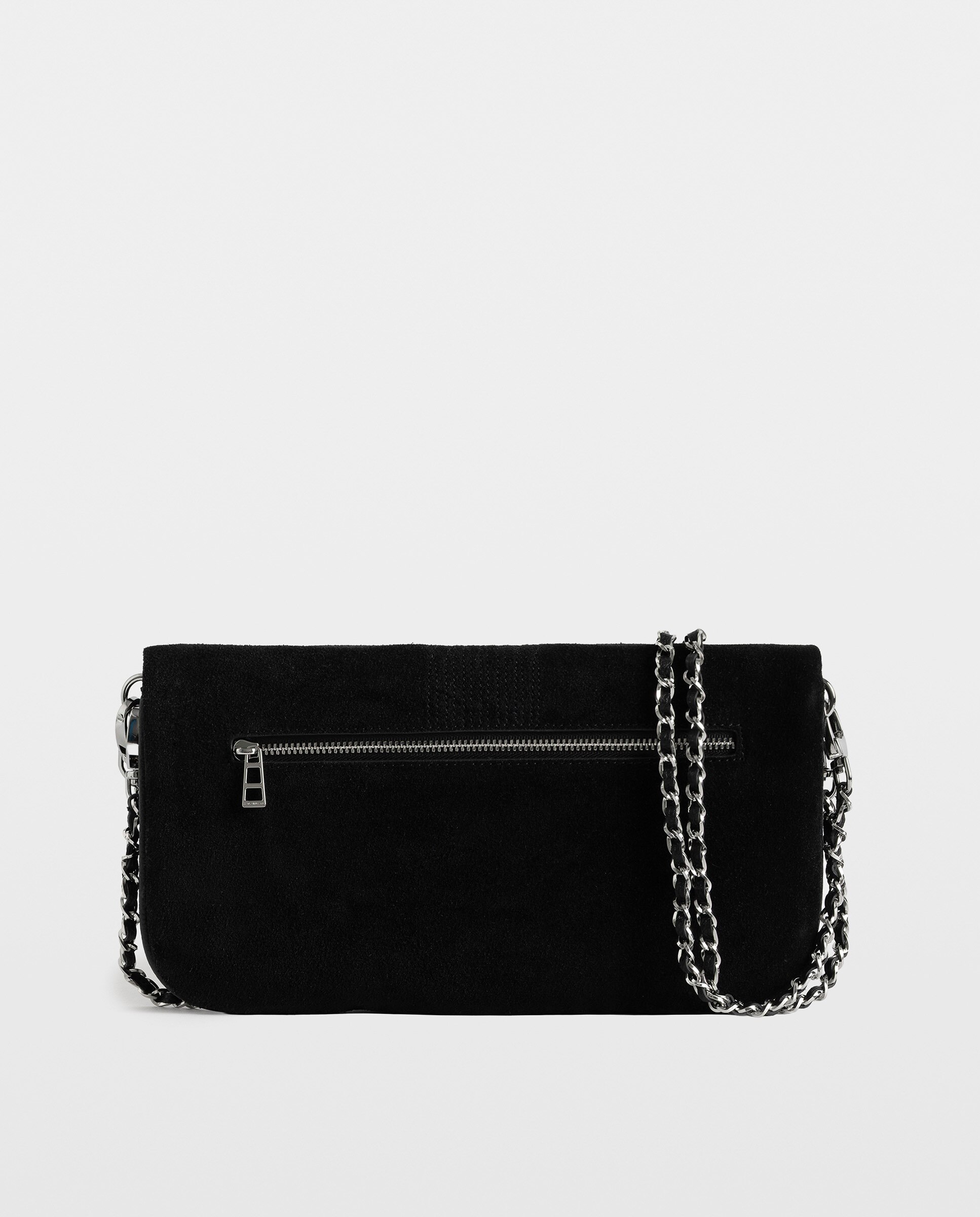Bolso de mano rock western de ante desgastado con alas strass y doble cadena - Zadig & Voltaire - Negro Negro-4