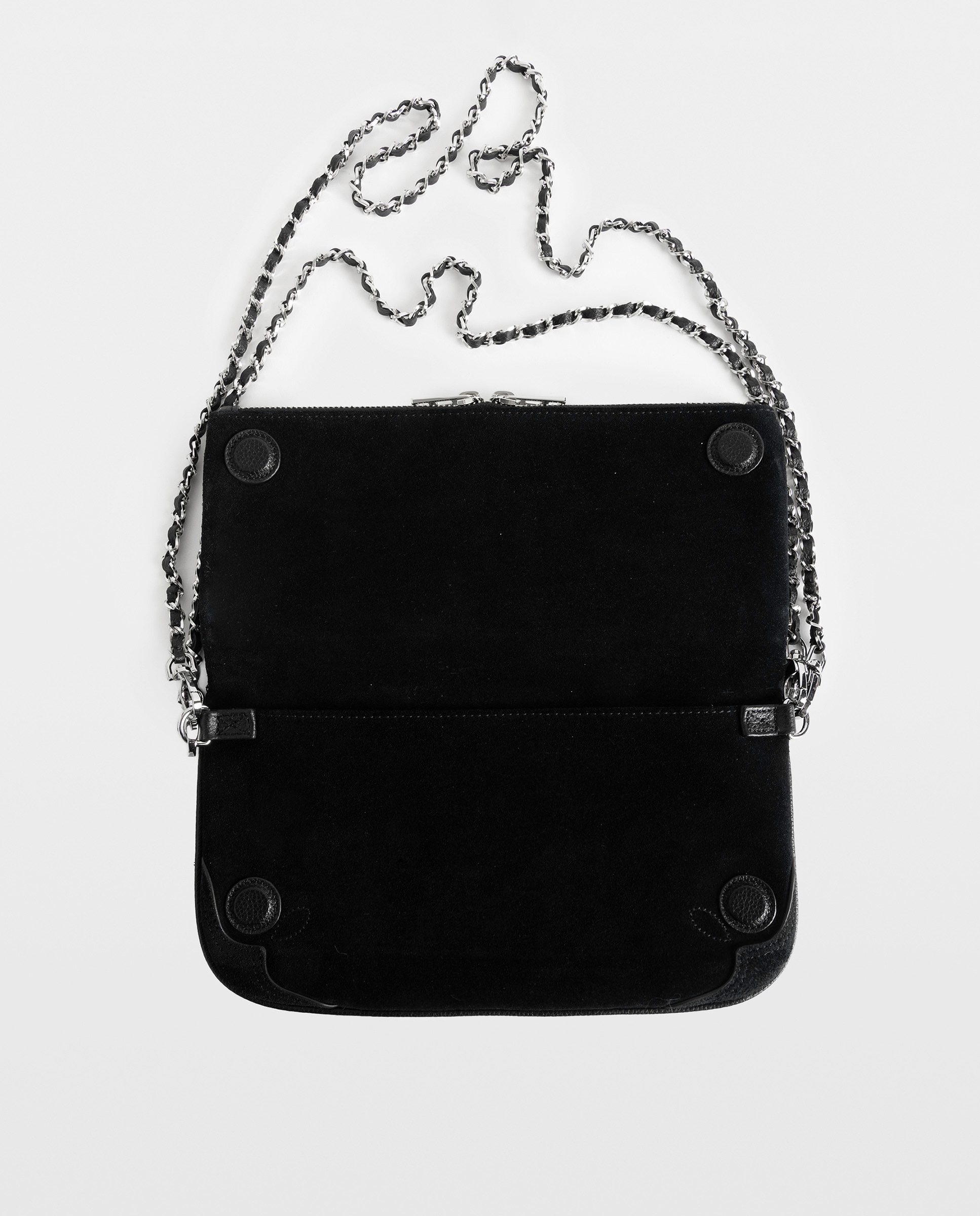 Bolso de mano rock western de ante desgastado con alas strass y doble cadena - Zadig & Voltaire - Negro Negro-5