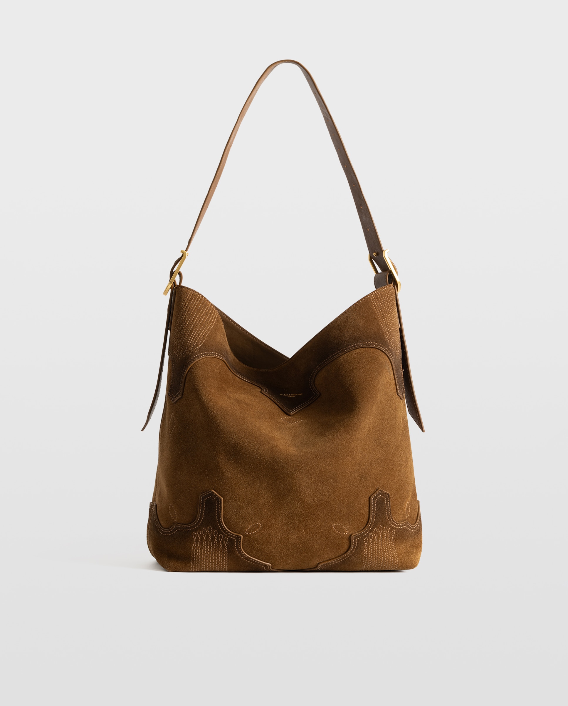 Bolso de hombro hobo western envejecido de ante - Zadig & Voltaire - Marrón claro Marrón claro-1