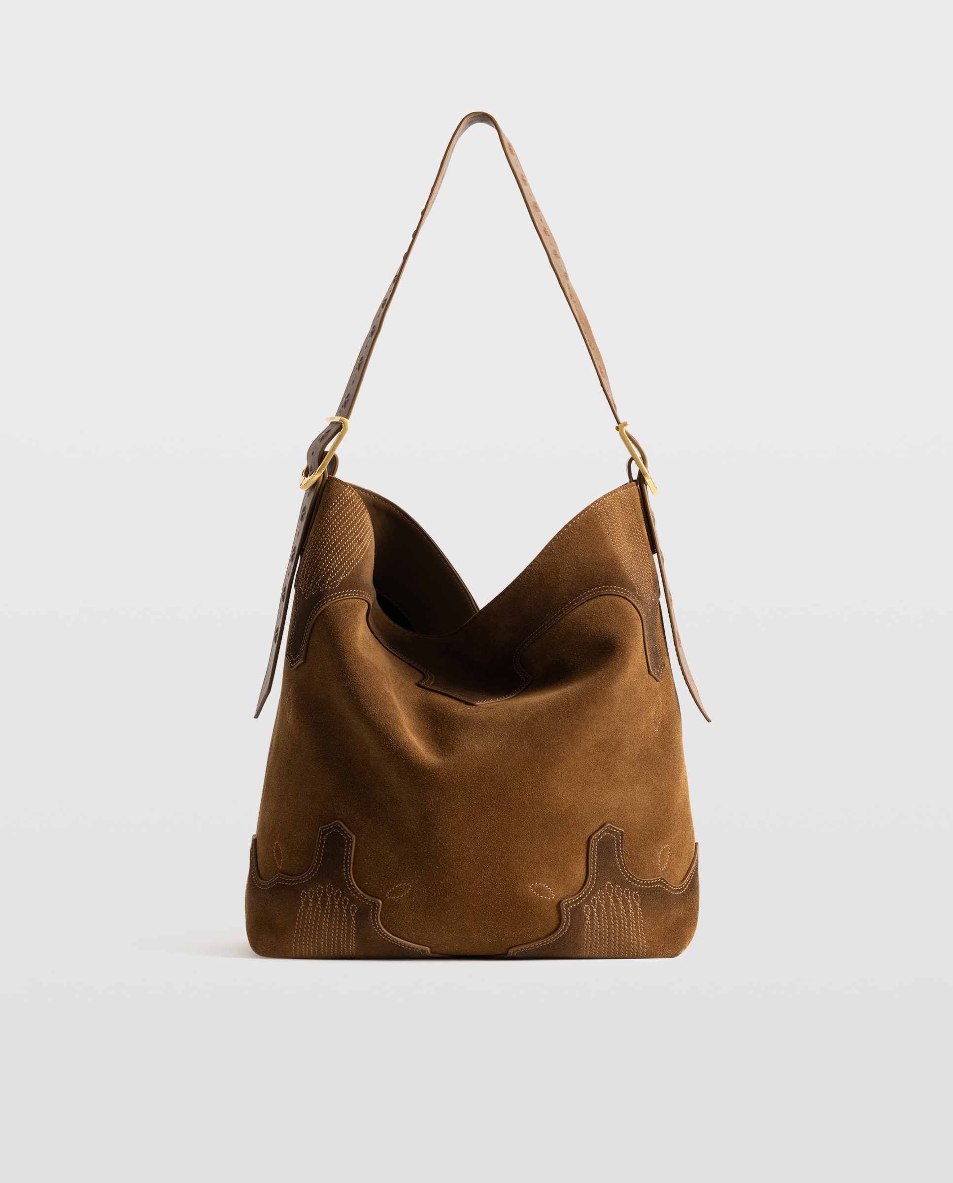 Bolso de hombro hobo western envejecido de ante - Zadig & Voltaire - Marrón claro Marrón claro-5
