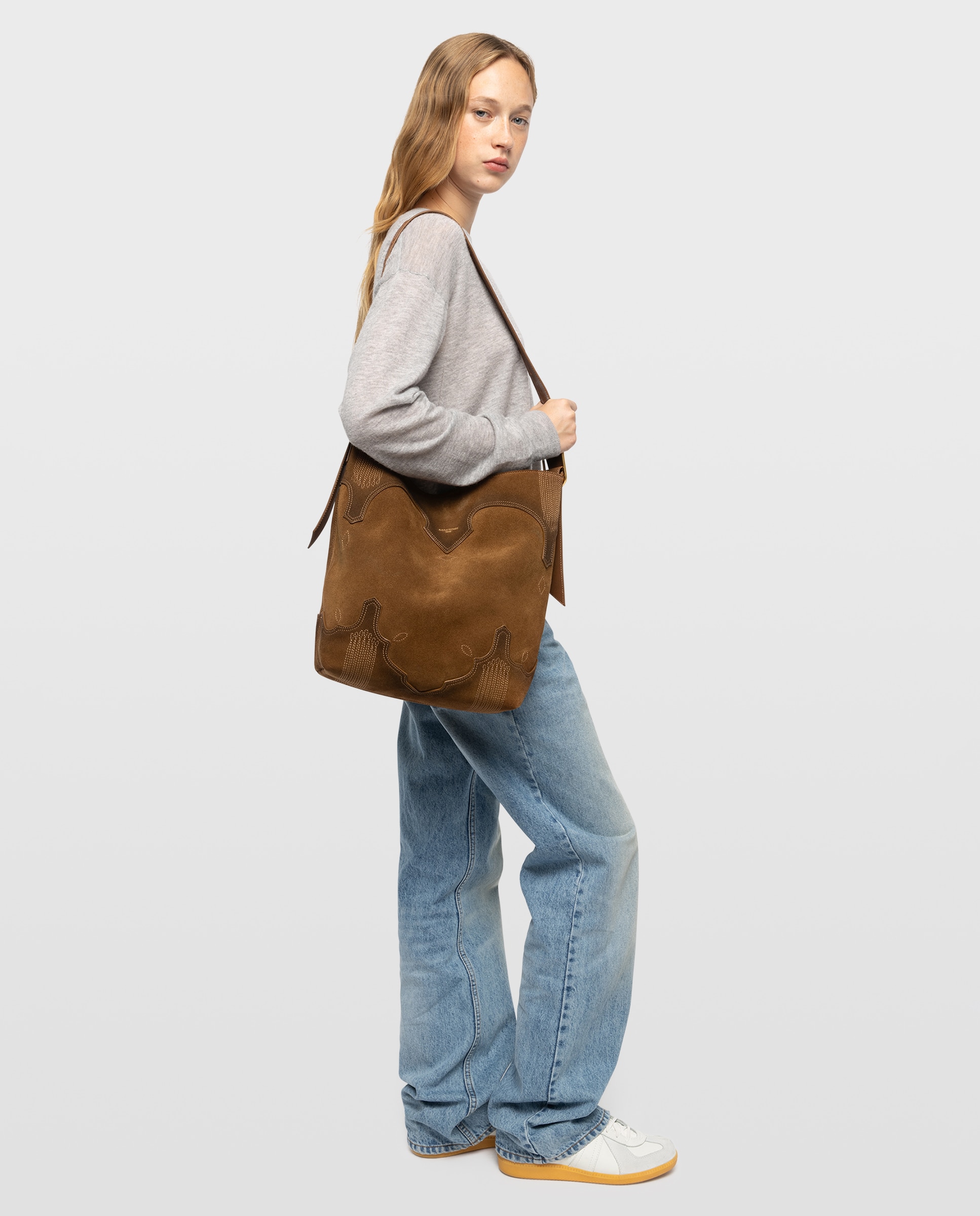 Bolso de hombro hobo western envejecido de ante - Zadig & Voltaire - Marrón claro Marrón claro-2