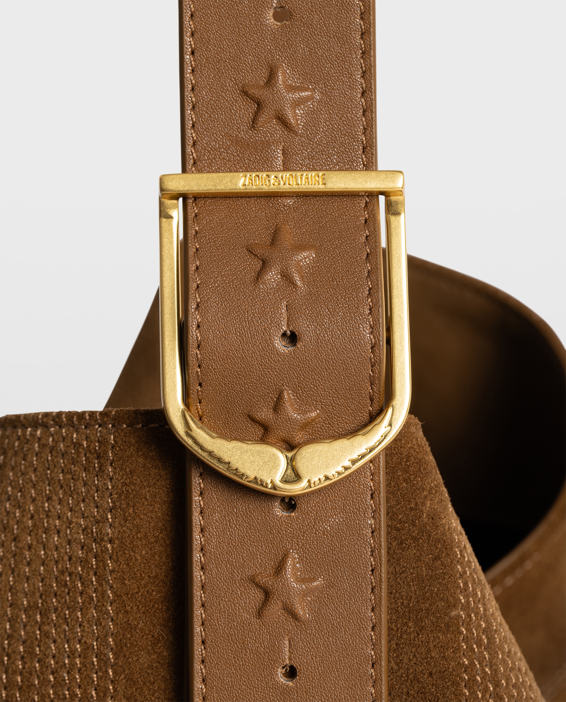 Bolso de hombro hobo western envejecido de ante - Zadig & Voltaire - Marrón claro Marrón claro-7