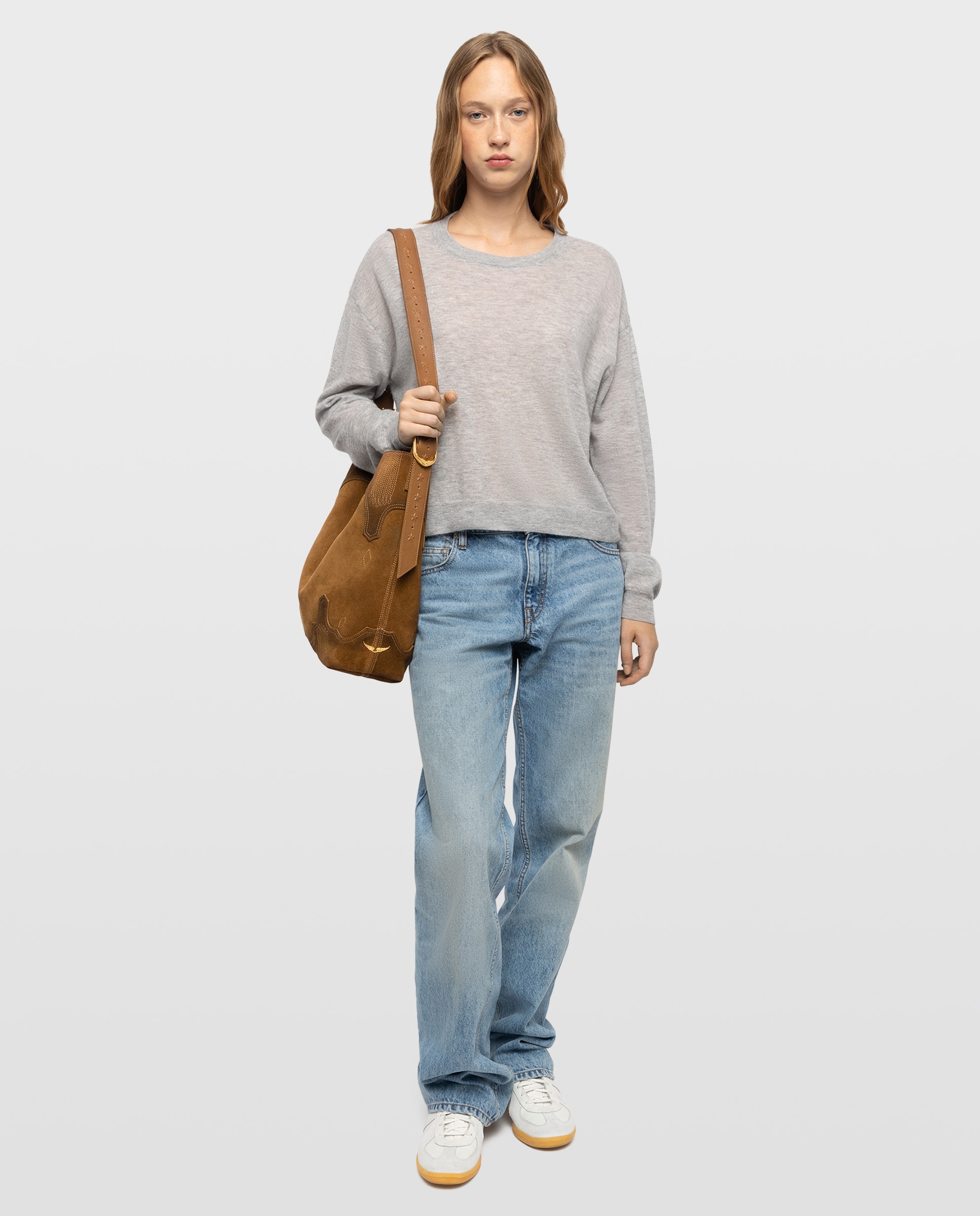 Bolso de hombro hobo western envejecido de ante - Zadig & Voltaire - Marrón claro Marrón claro-3