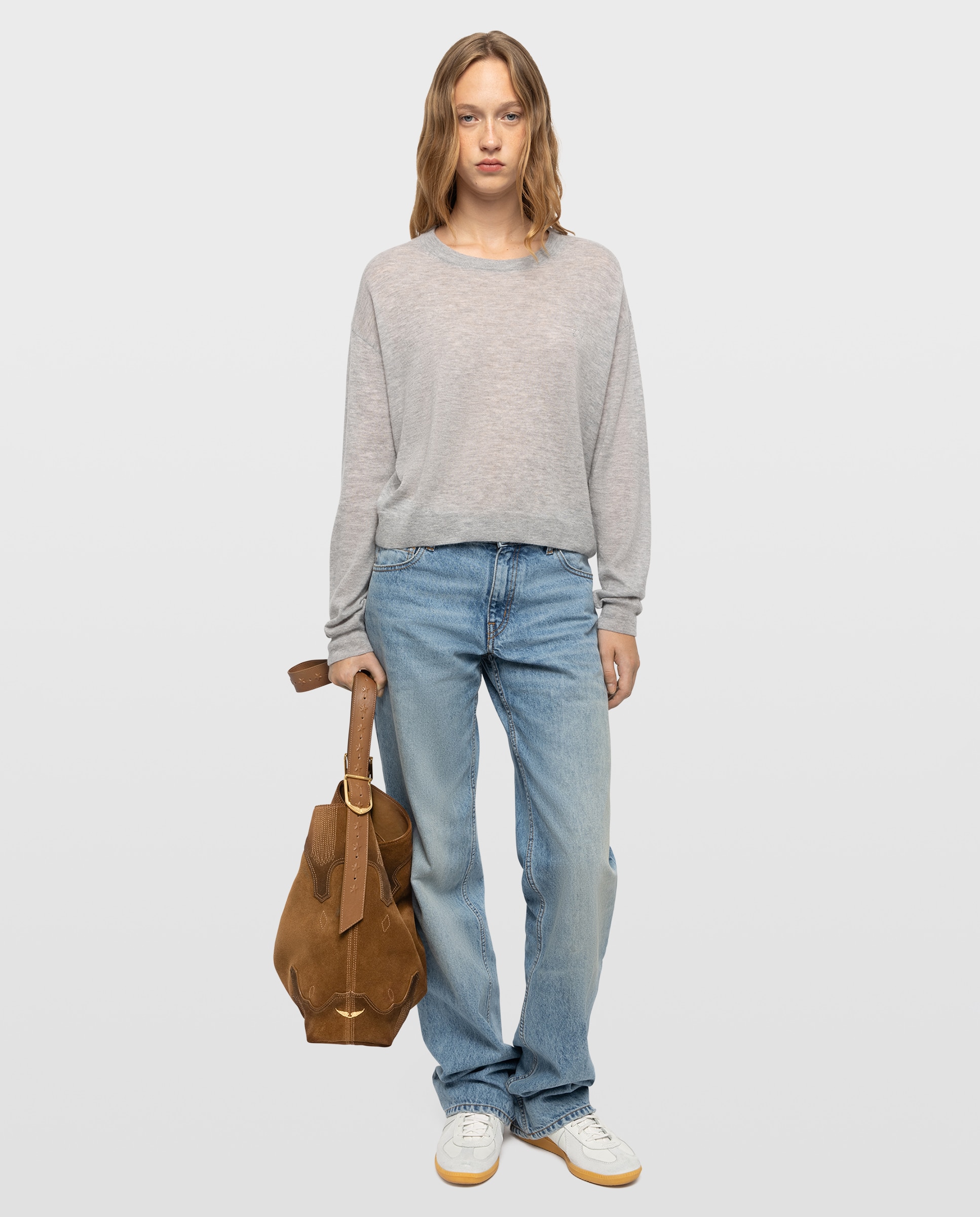 Bolso de hombro hobo western envejecido de ante - Zadig & Voltaire - Marrón claro Marrón claro-4
