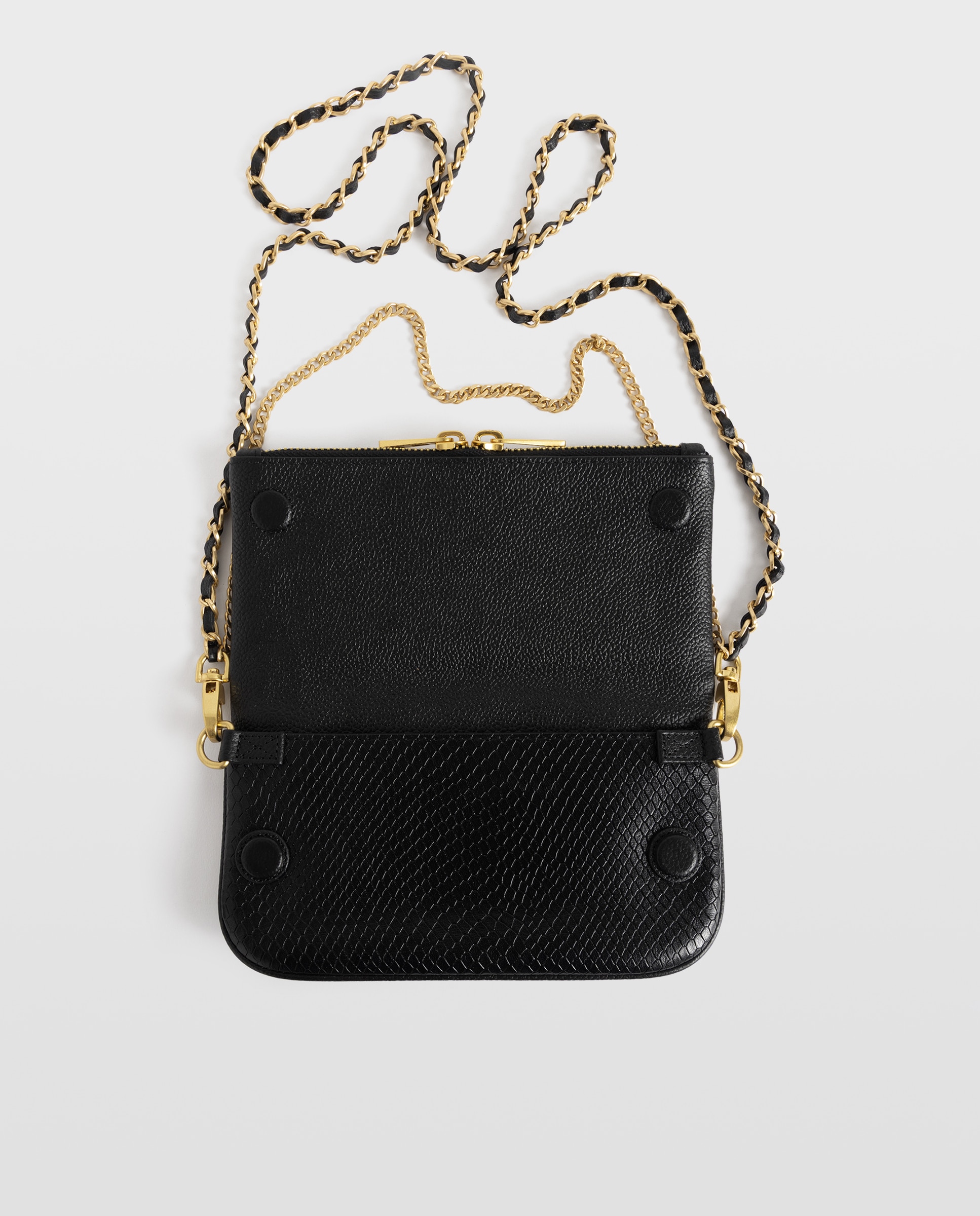 Bolso de mano mini rock mini de piel con efecto pitón y strass - Zadig & Voltaire - Negro Negro-5