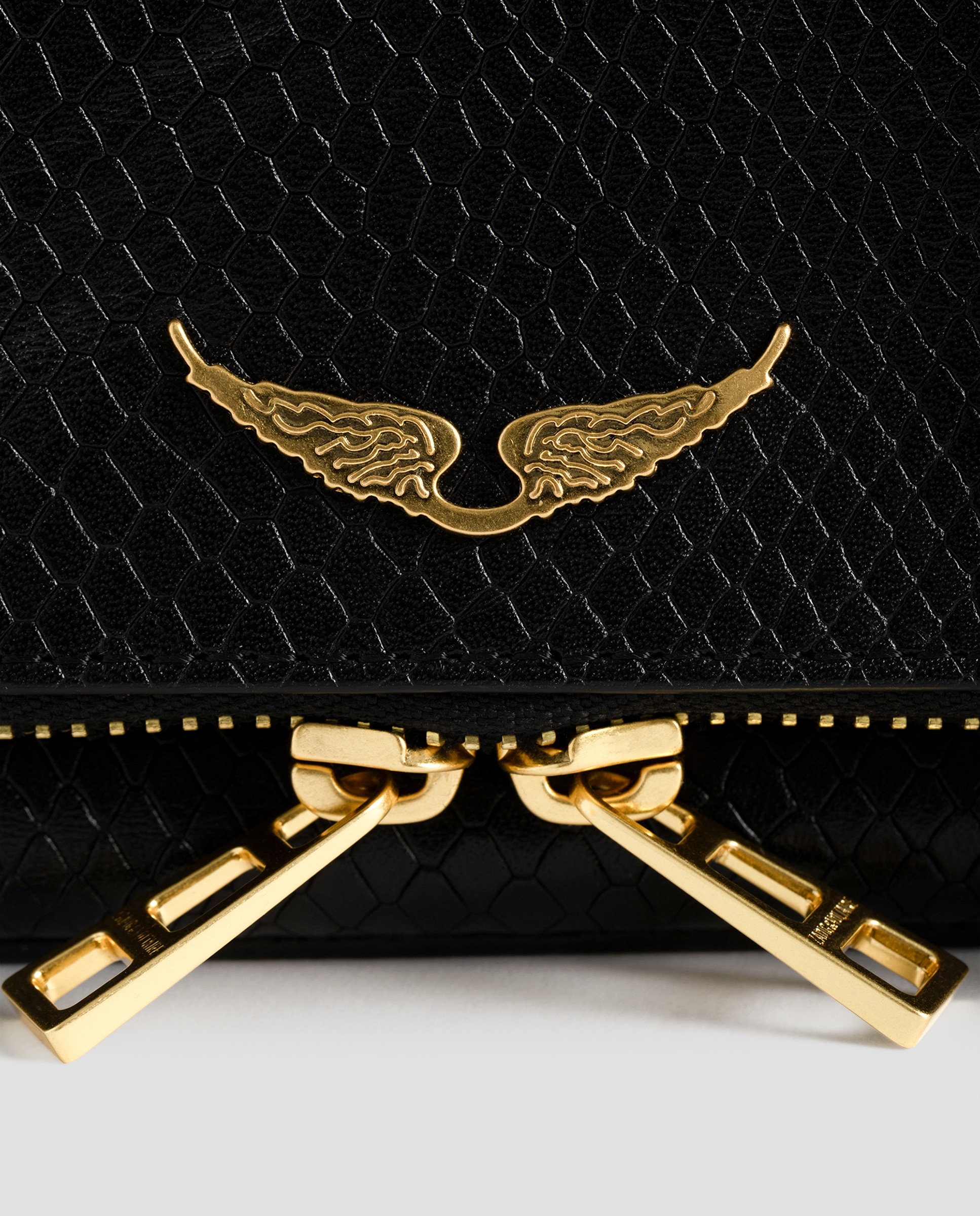 Bolso de mano mini rock mini de piel con efecto pitón y strass - Zadig & Voltaire - Negro Negro-6