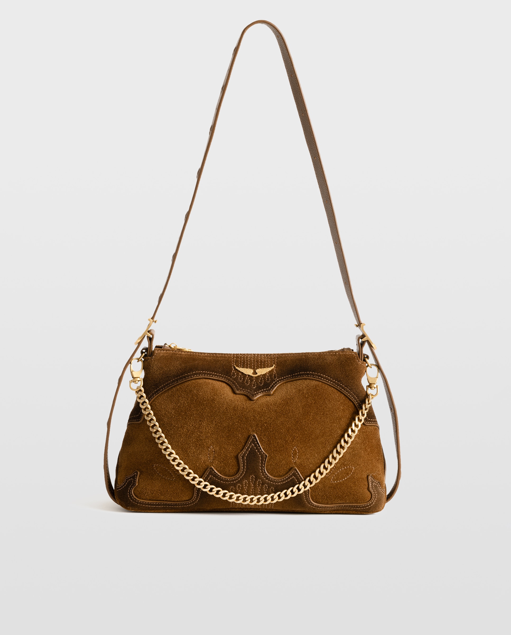 Bandolera mini western de ante con efecto envejecido - Zadig & Voltaire - Marrón claro Marrón claro-1