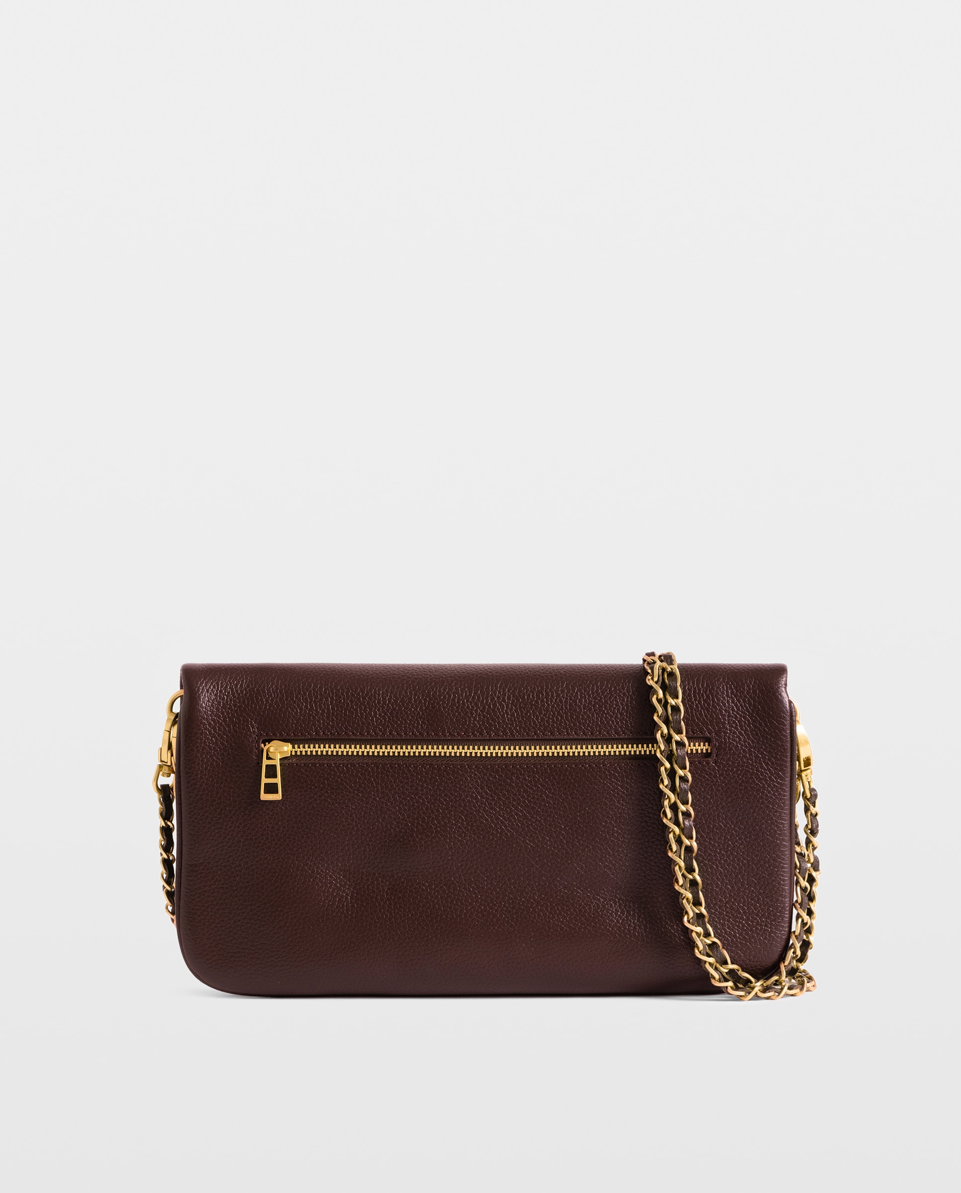 Bolso de mano rock de cuero granulado con doble cadena y strass - Zadig & Voltaire - Morado Morado-5