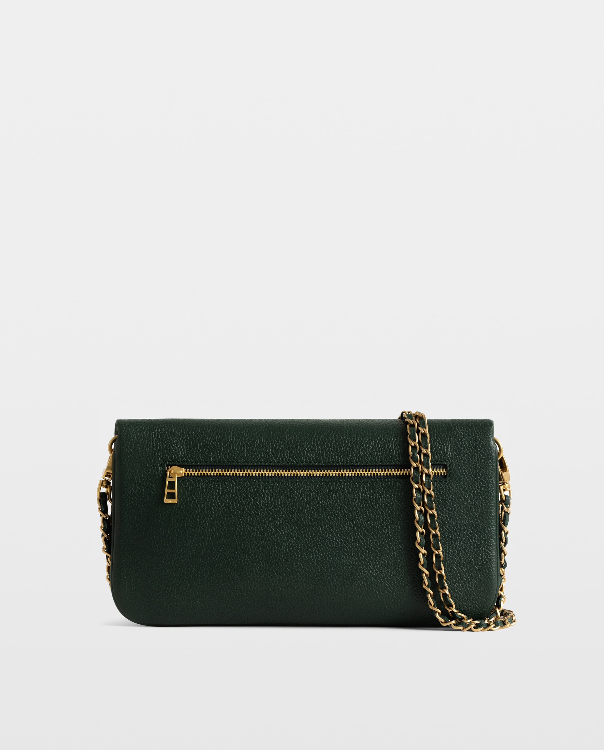Bolso de mano rock de cuero granulado con doble cadena y strass - Zadig & Voltaire - Verde oscuro Verde oscuro-4