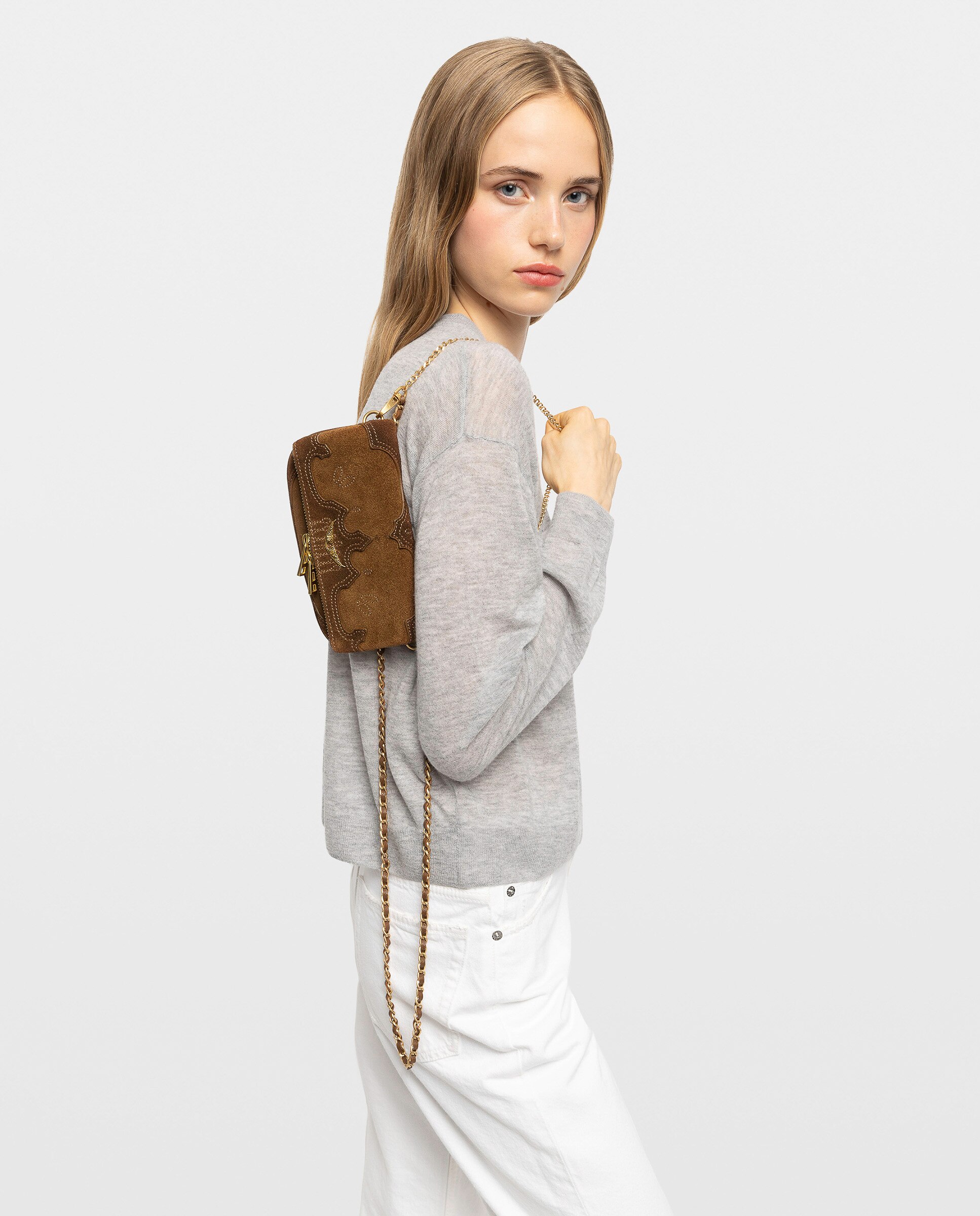 Bolso de mano western mini de ante con efecto desgastado - Zadig & Voltaire - Marrón claro Marrón claro-2