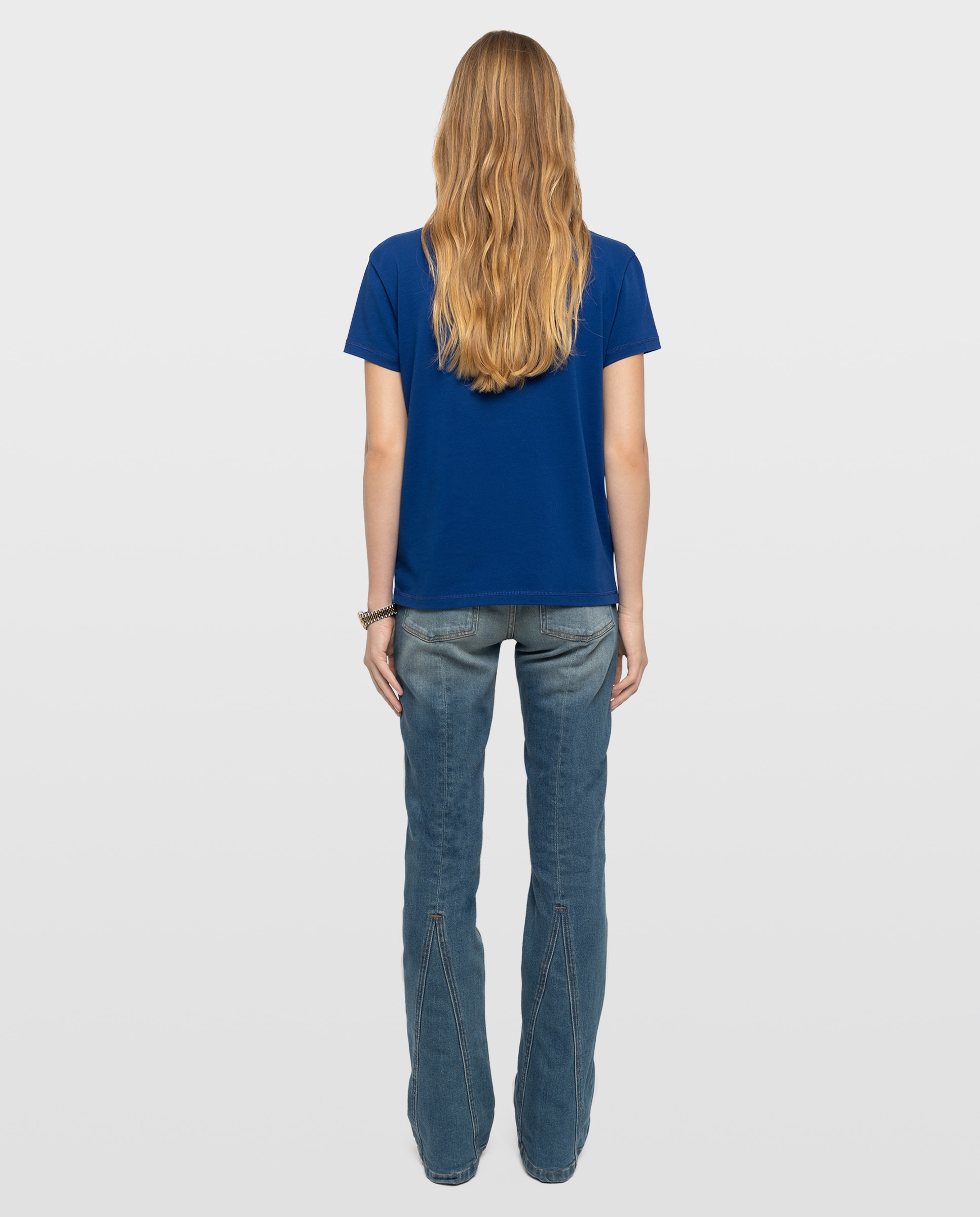 Camiseta de mujer de manga corta, con strass y en algodón - Zadig & Voltaire - Azul eléctrico Azul eléctrico-2