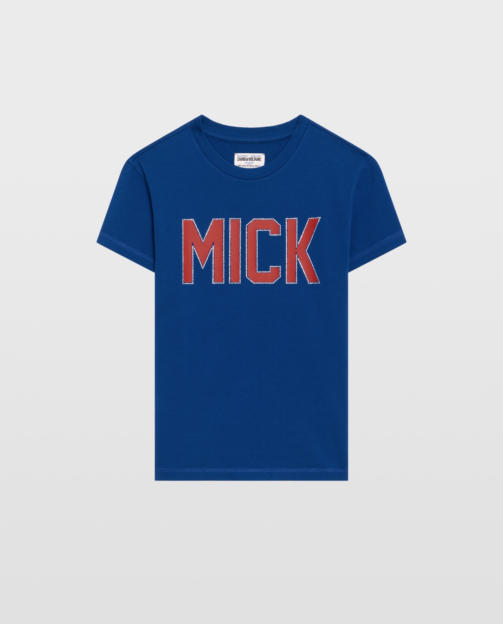 Camiseta de mujer de manga corta, con strass y en algodón - Zadig & Voltaire - Azul eléctrico Azul eléctrico-4