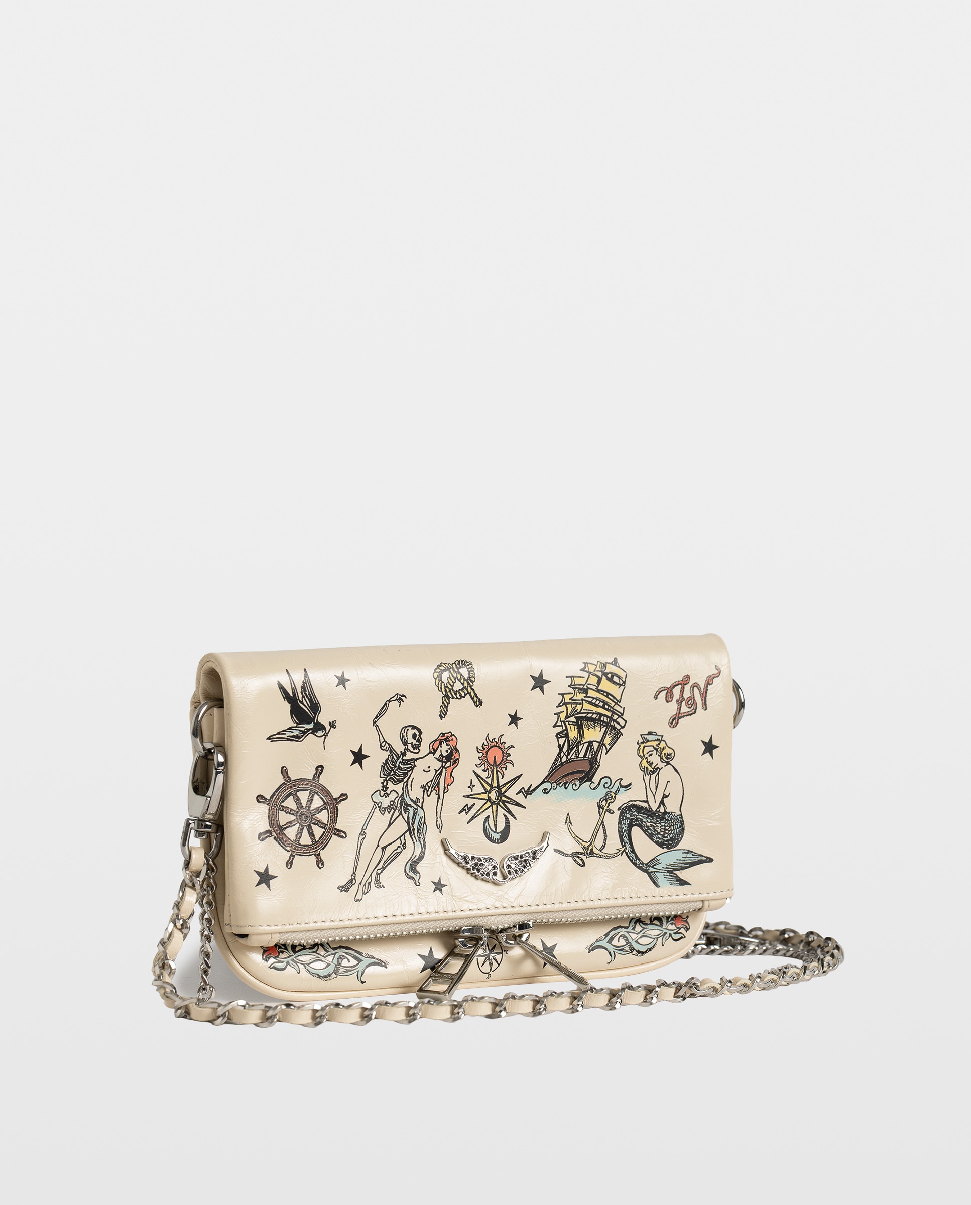 Bolso de mano mini rock mini tattoo de piel charolada con strass - Zadig & Voltaire - Blanco Blanco-3