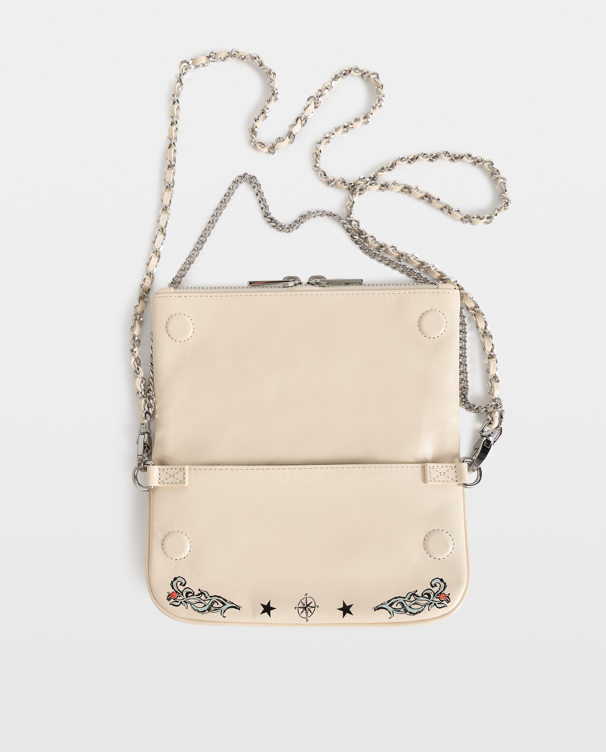 Bolso de mano mini rock mini tattoo de piel charolada con strass - Zadig & Voltaire - Blanco Blanco-5