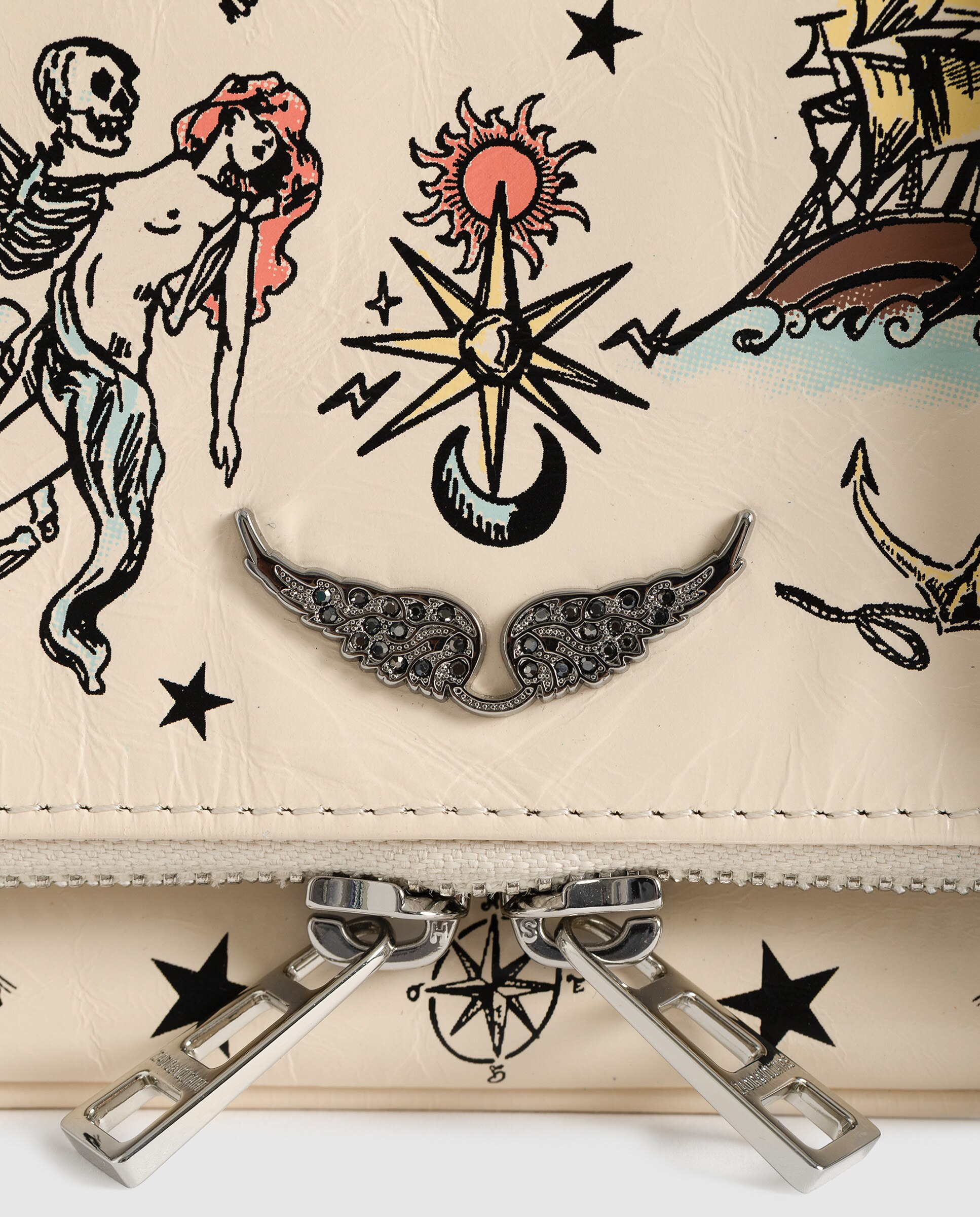 Bolso de mano mini rock mini tattoo de piel charolada con strass - Zadig & Voltaire - Blanco Blanco-6
