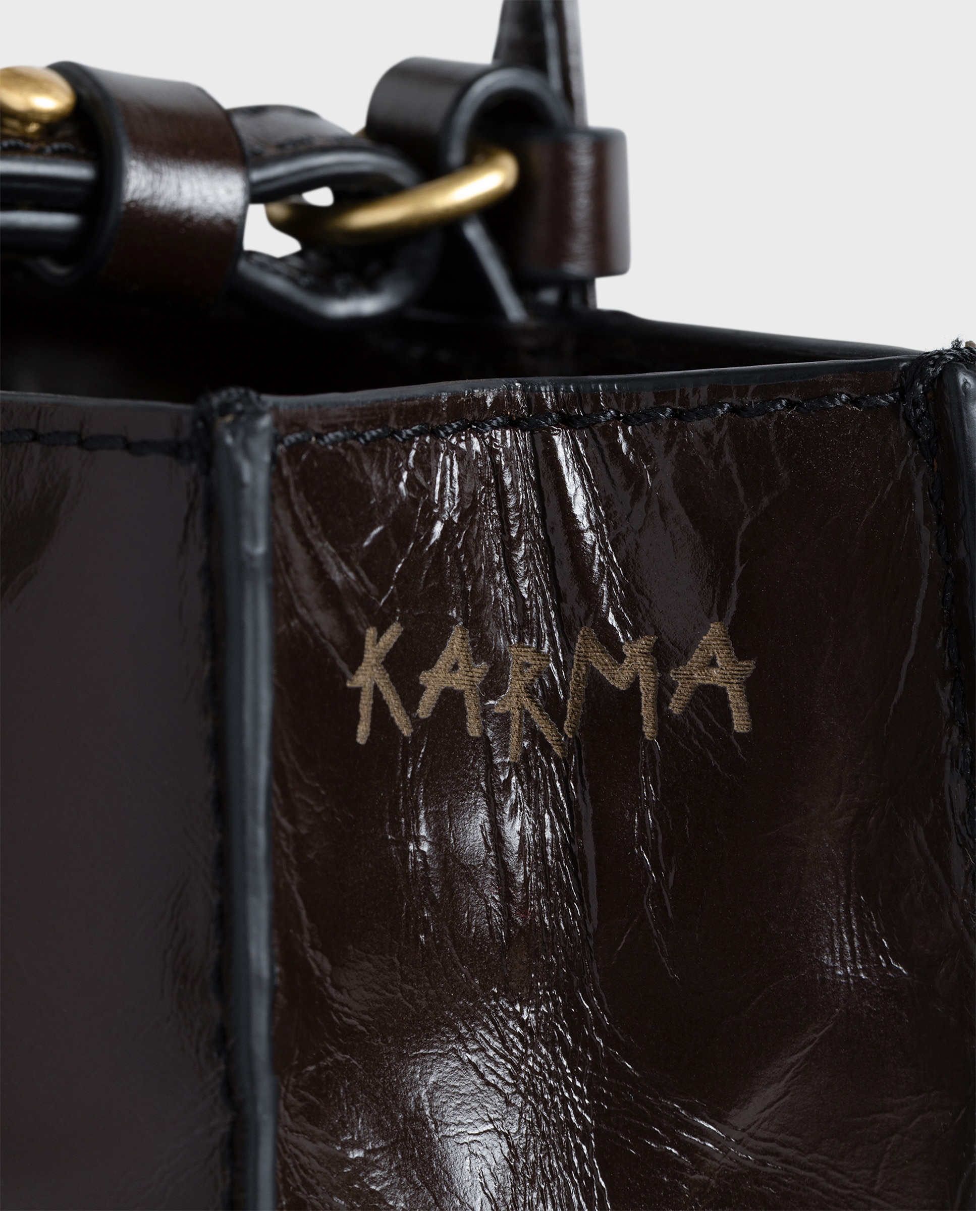 Bolso de mano mini de cuero charol vintage con grafiti - Zadig & Voltaire - Marrón oscuro Marrón oscuro-6