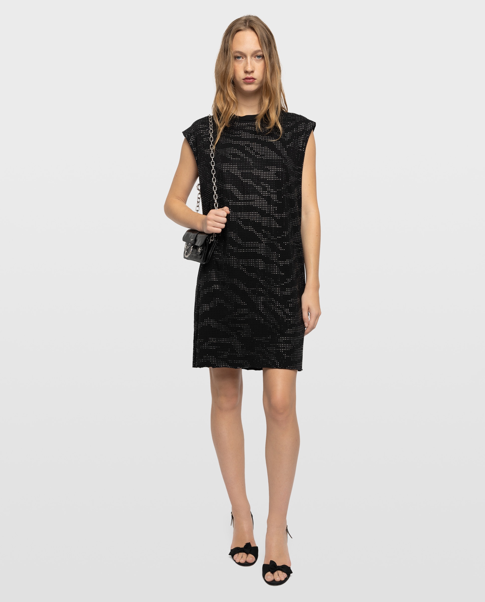 Vestido corto sin mangas con motivo de cebra y strass - Zadig & Voltaire - Negro Negro-1