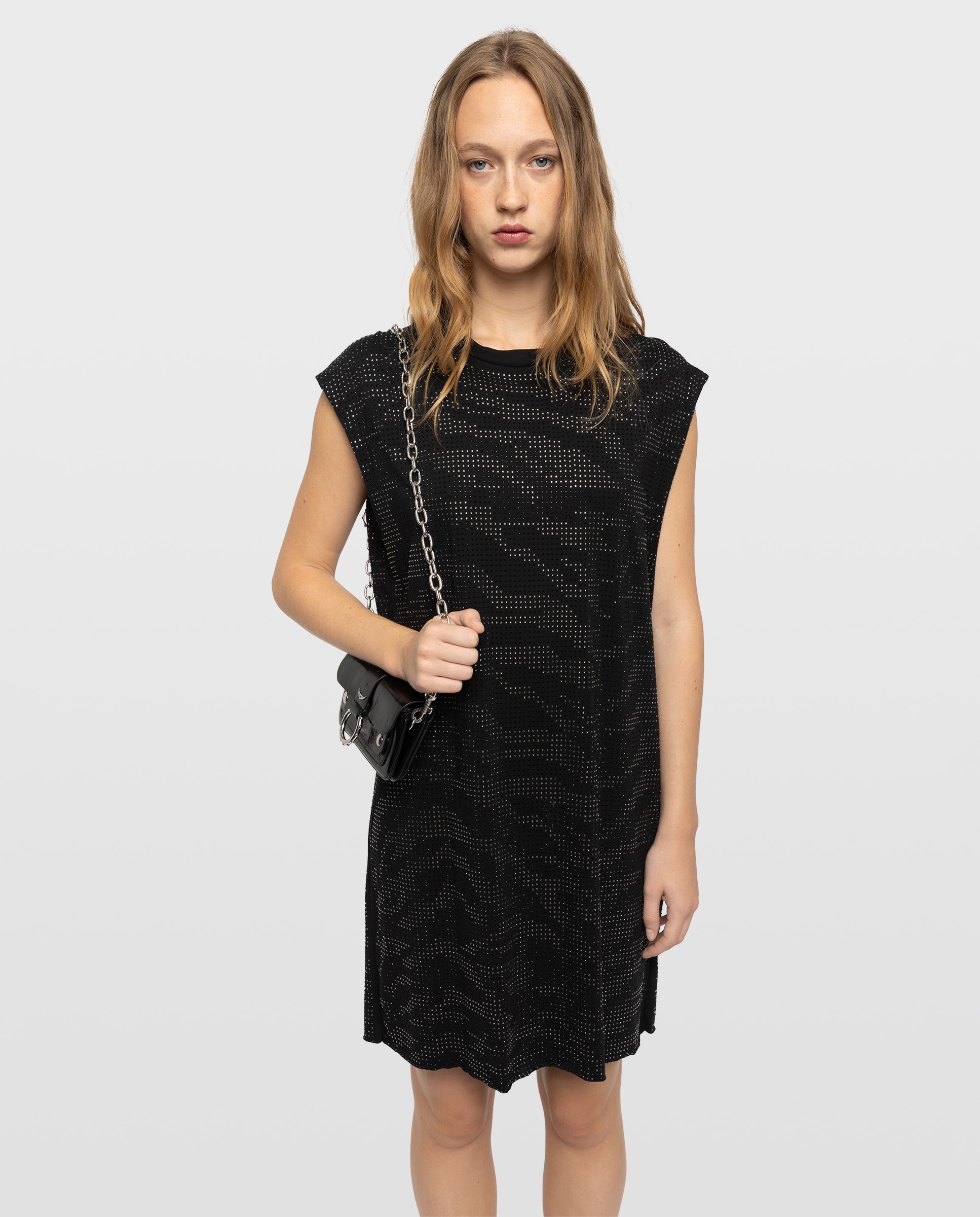 Vestido corto sin mangas con motivo de cebra y strass - Zadig & Voltaire - Negro Negro-4