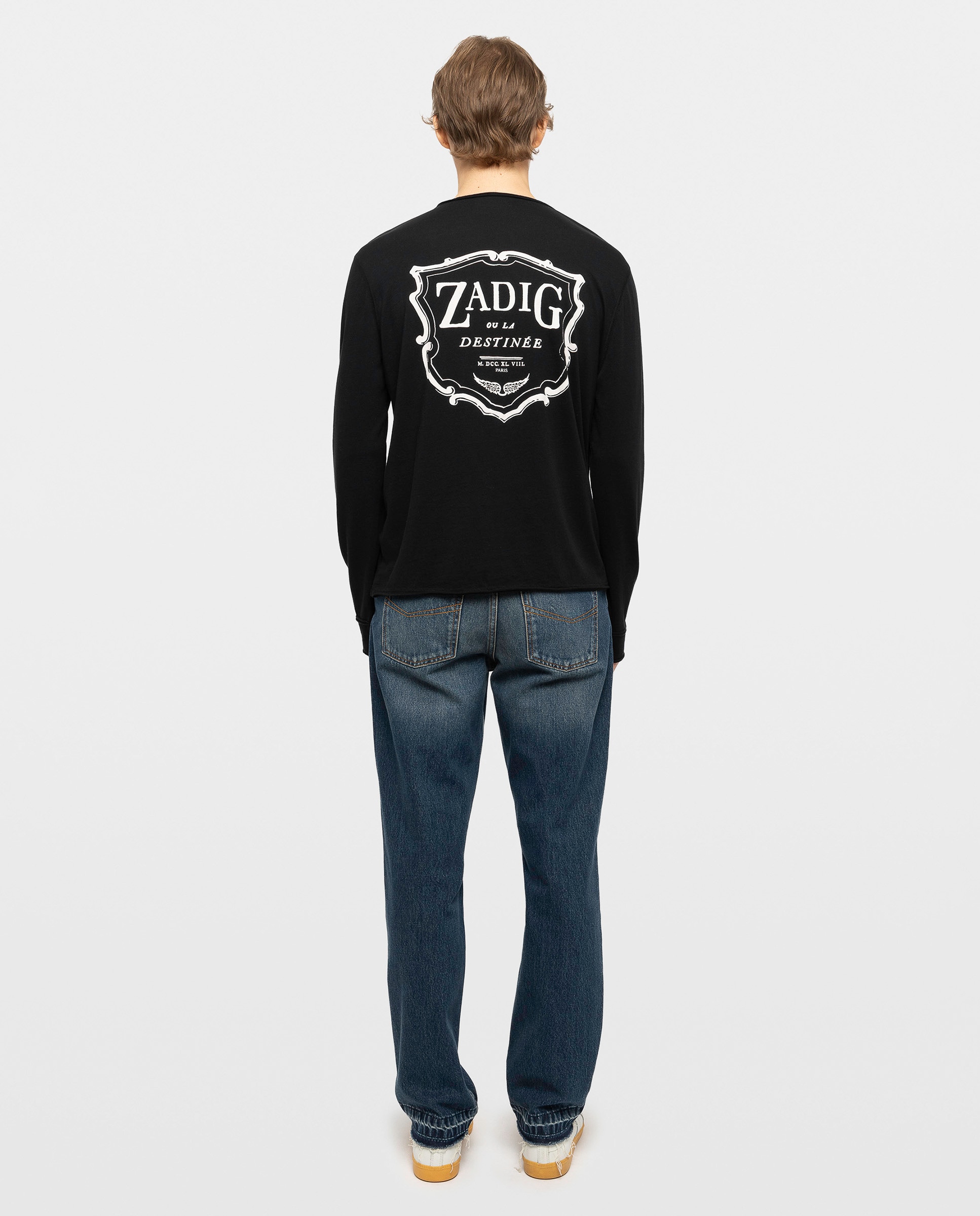 Camiseta de manga larga de hombre tunecina de algodón - Zadig & Voltaire - Negro Negro-2
