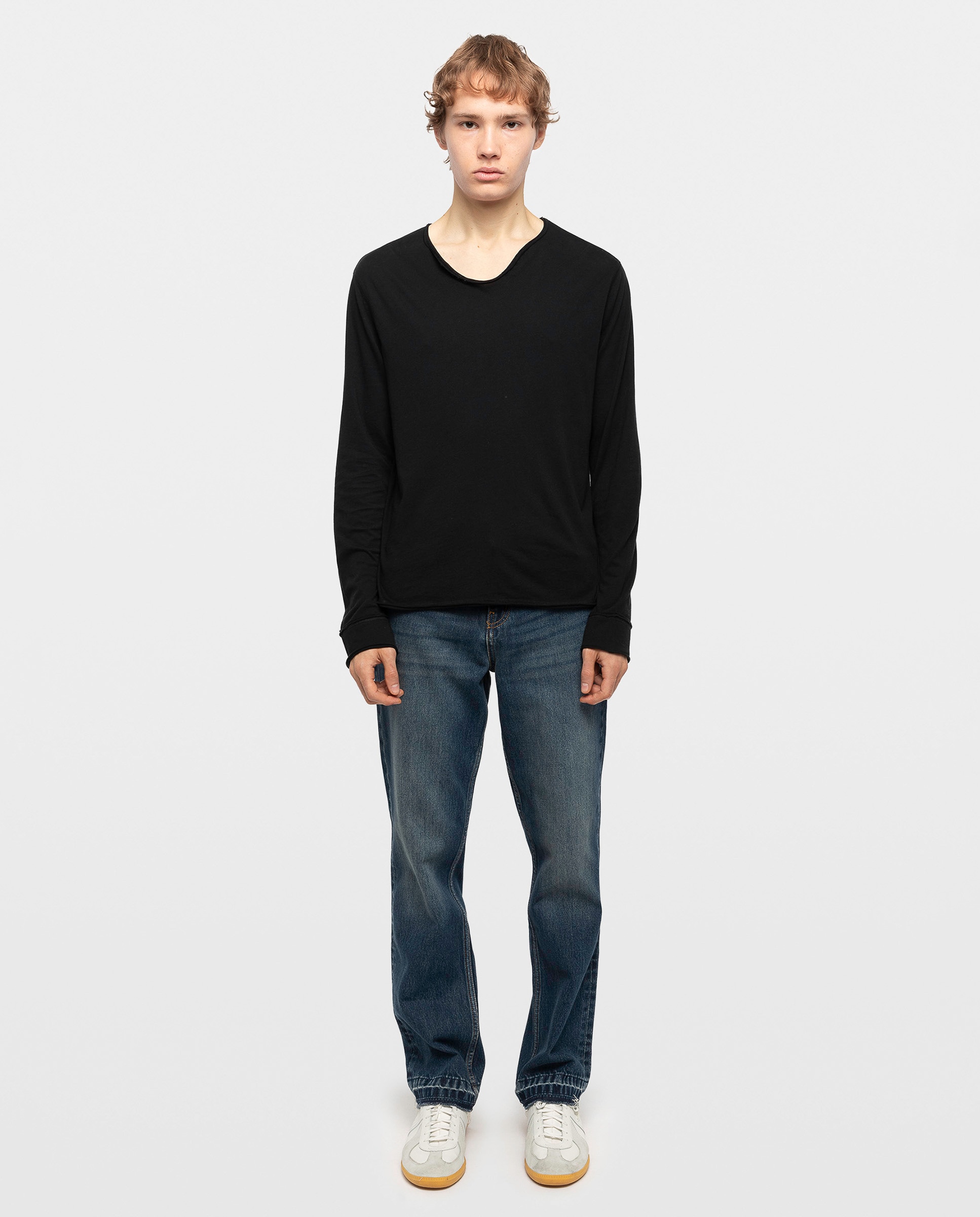 Camiseta de manga larga de hombre tunecina de algodón - Zadig & Voltaire - Negro Negro-3