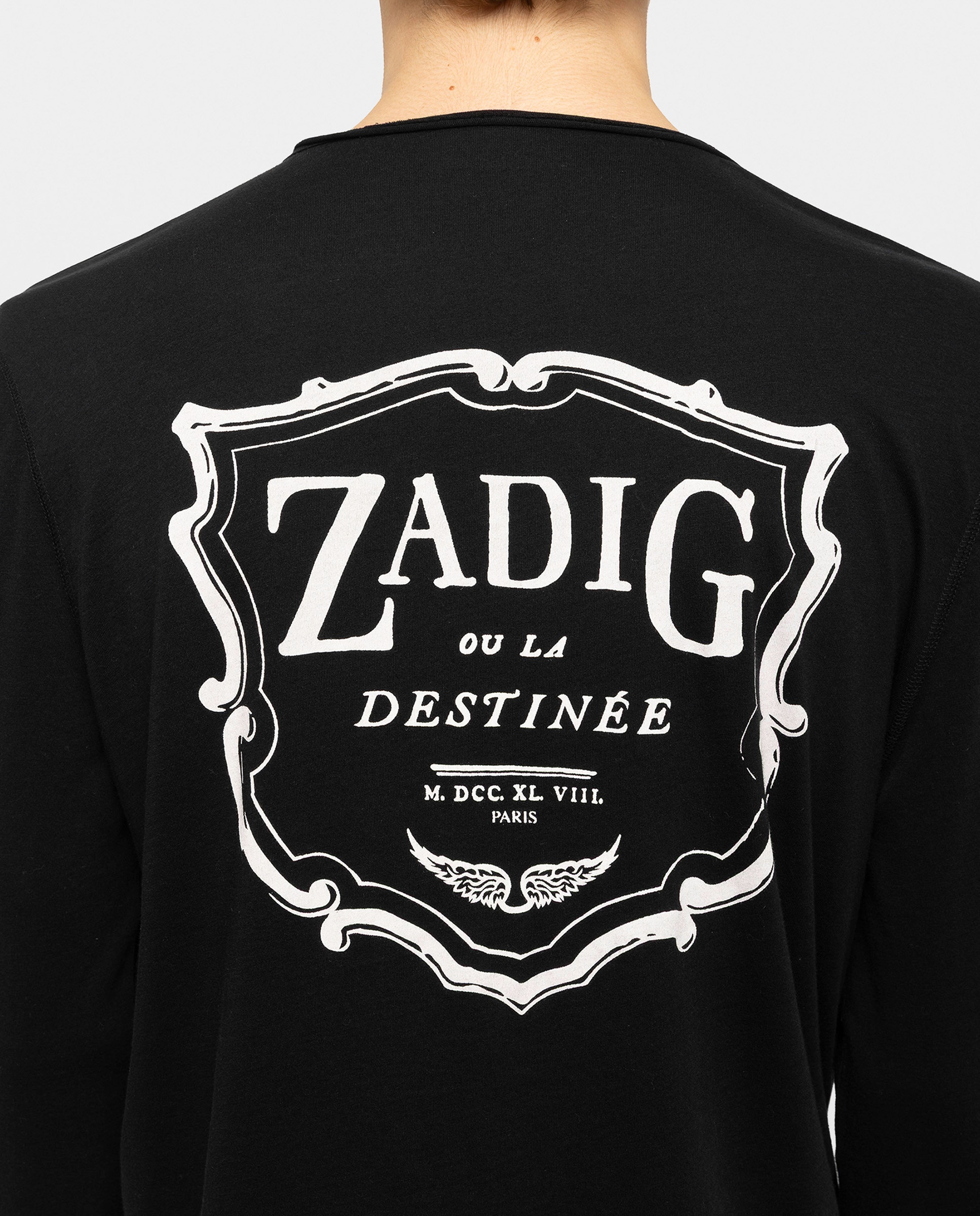 Camiseta de manga larga de hombre tunecina de algodón - Zadig & Voltaire - Negro Negro-5