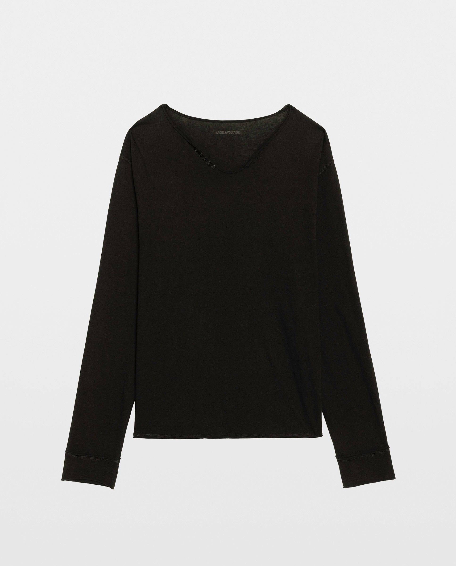 Camiseta de manga larga de hombre tunecina de algodón - Zadig & Voltaire - Negro Negro-4